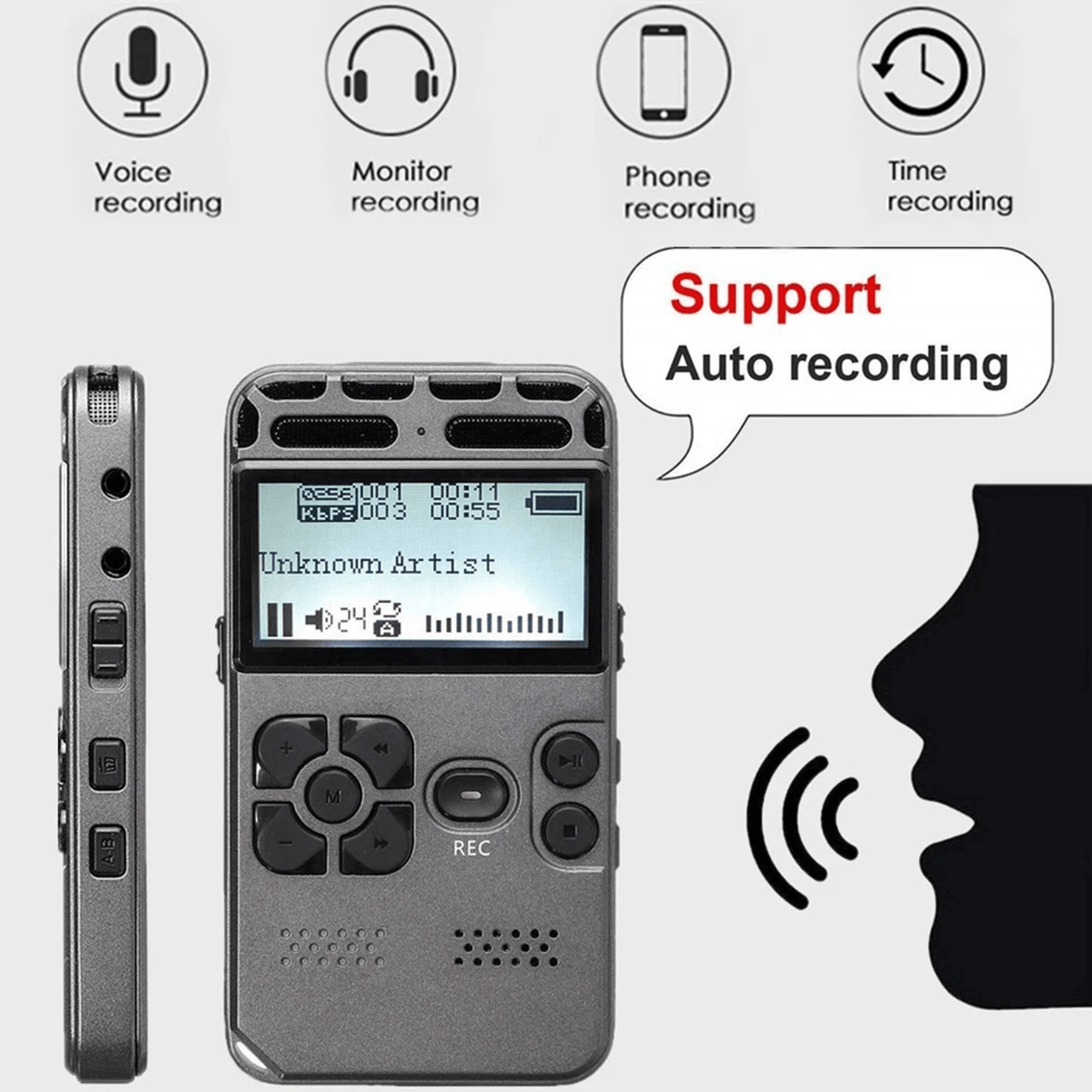 Digital Voice Recorder MP3 Player With LCD Display  Voice Activation 5