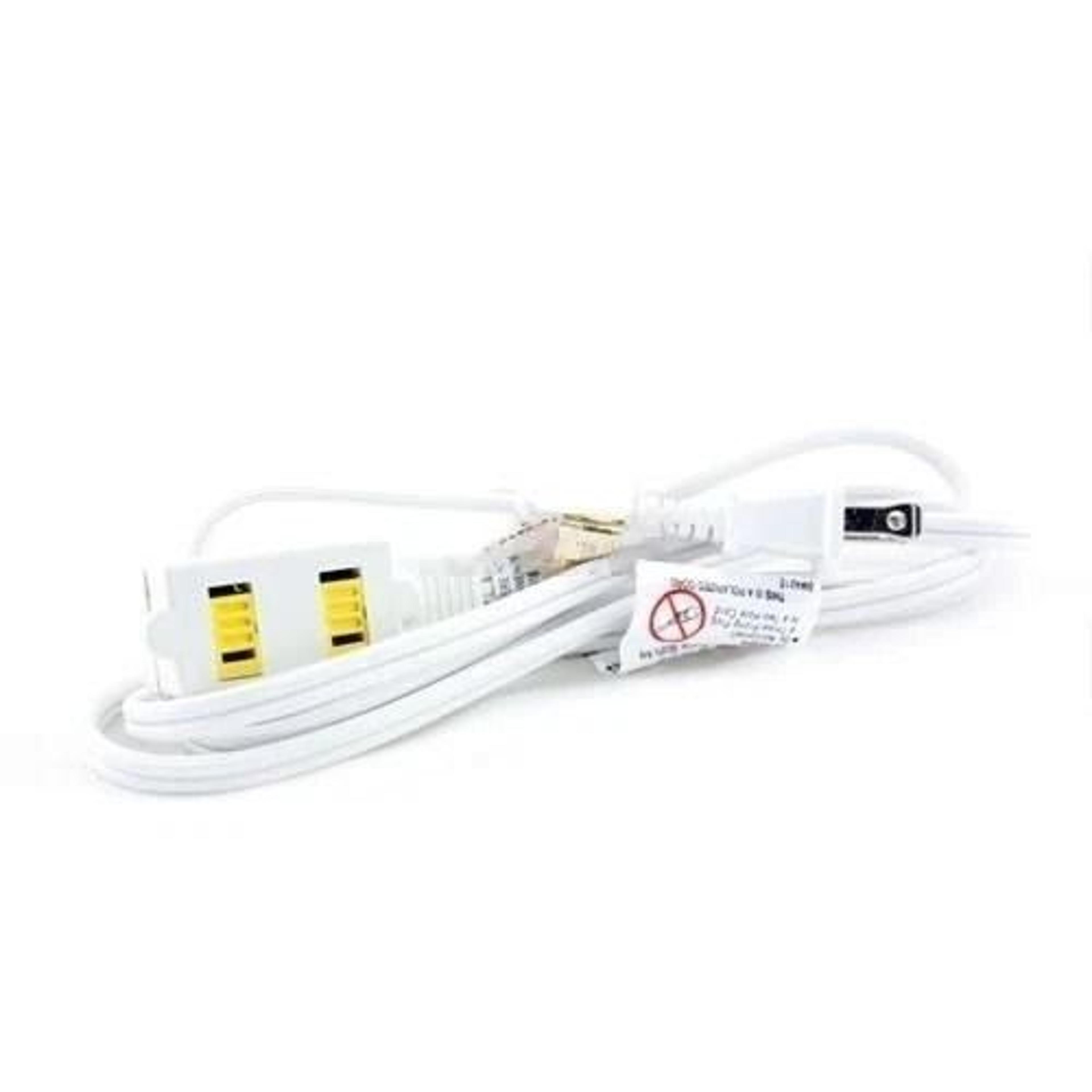 outlet indoor ac extension cord cable with safety switch ul listed, white