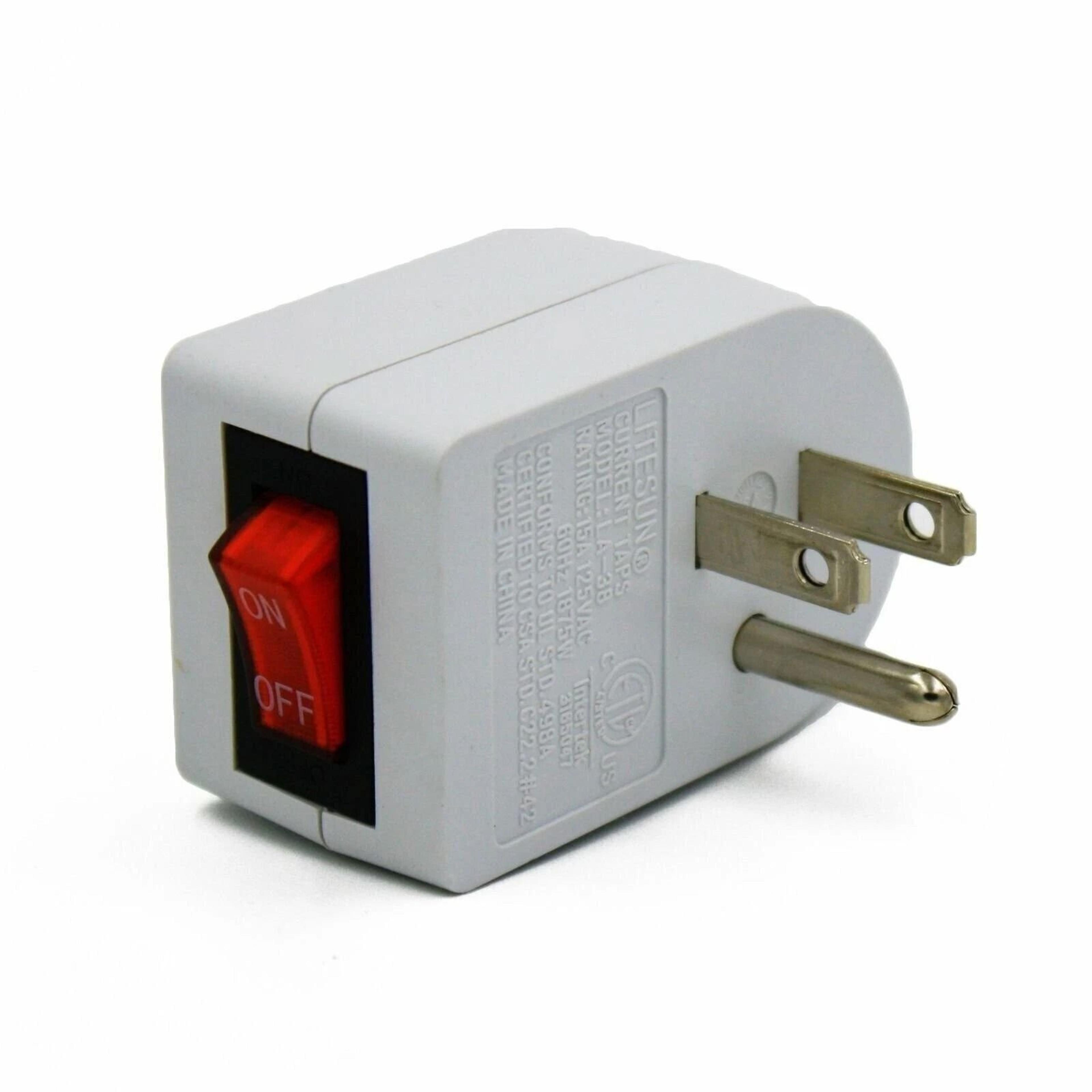 grounded power wall tap with switch and indicator light for safe one outlet control