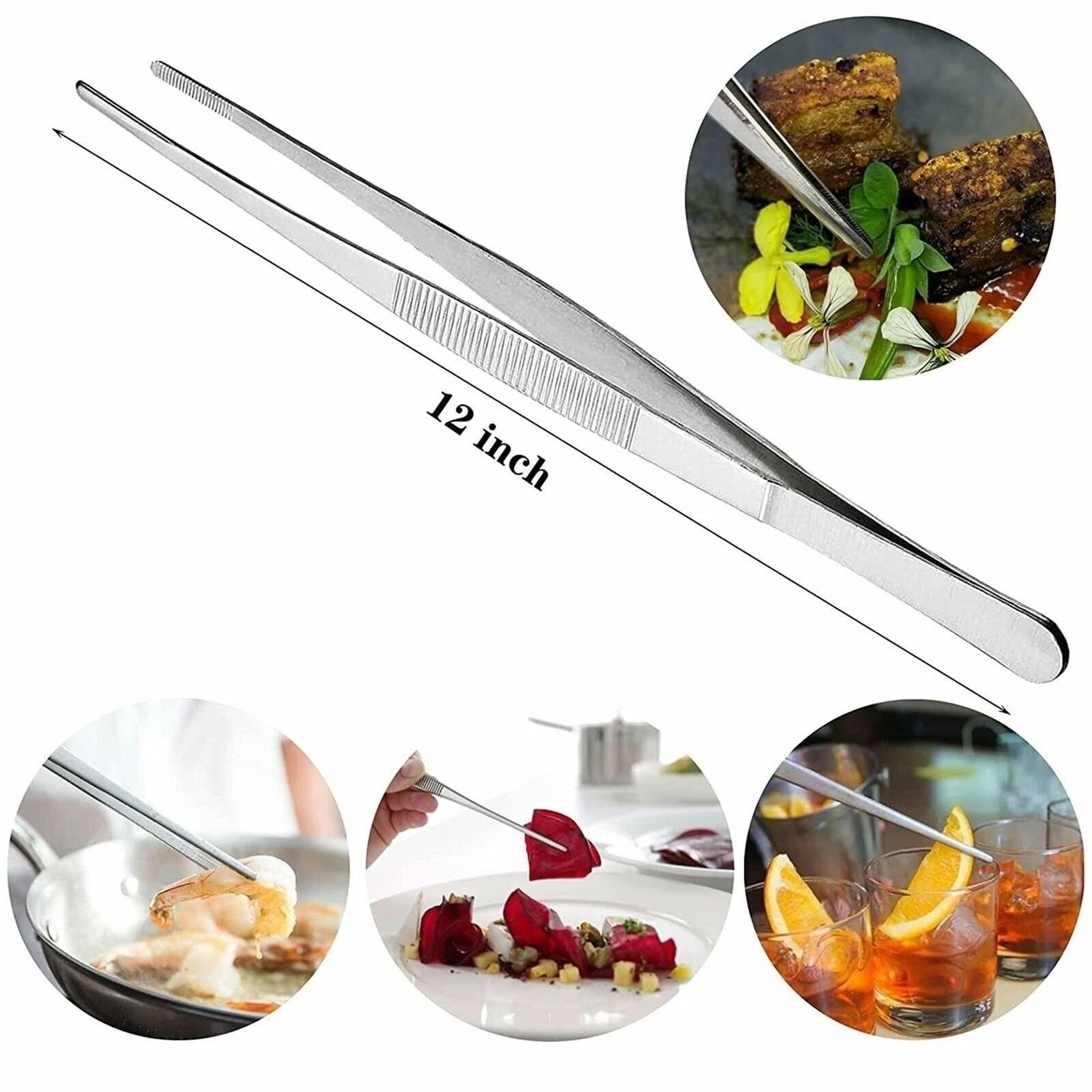 Precision Stainless Steel Cooking Tweezers With Serrated Tip For Kitchen Plating  Grill Handling 3