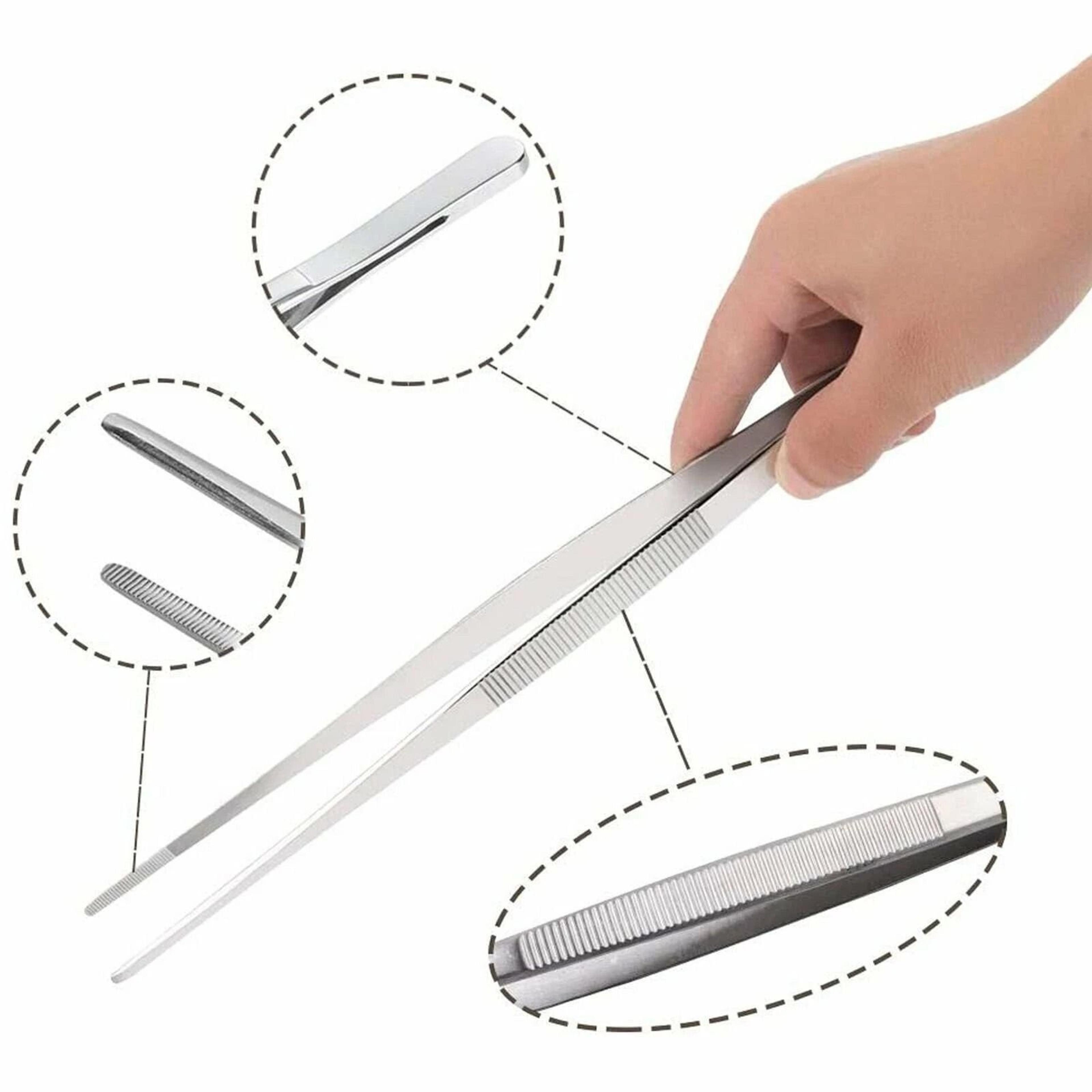 Precision Stainless Steel Cooking Tweezers With Serrated Tip For Kitchen Plating  Grill Handling 4