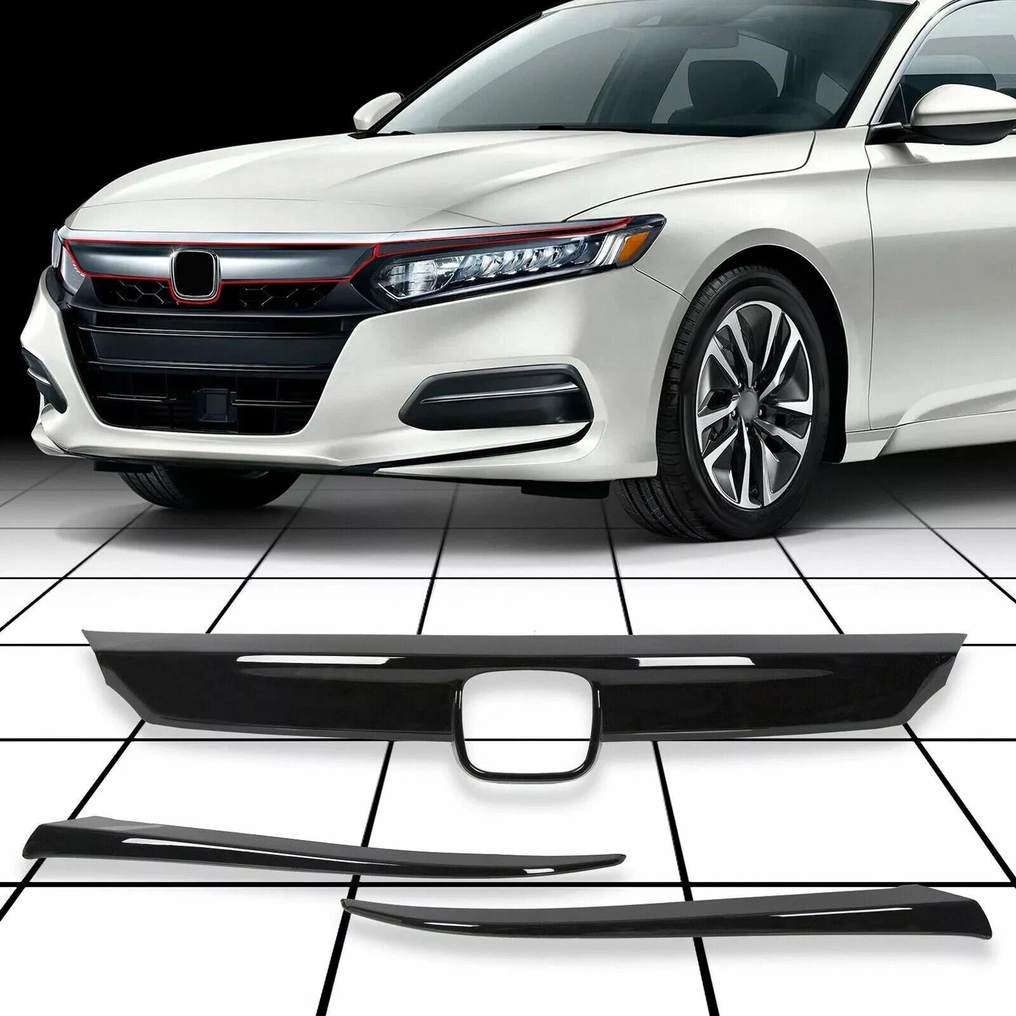 Glossy Black Honda Accord Grille Trim Cover Front Grille Overlay 12