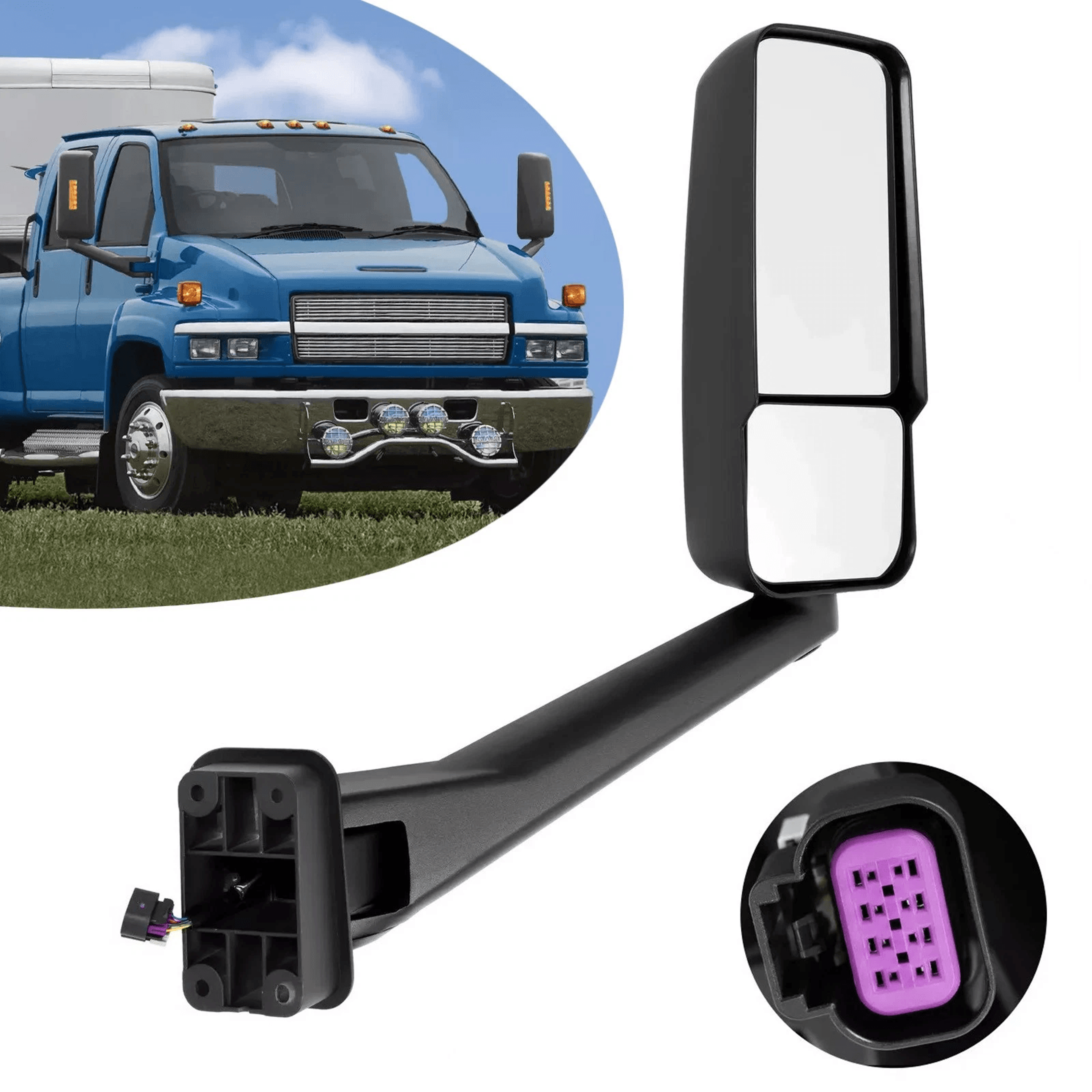 premium passenger side direct fit power mirror heated mirror for chevy kodiak trucks