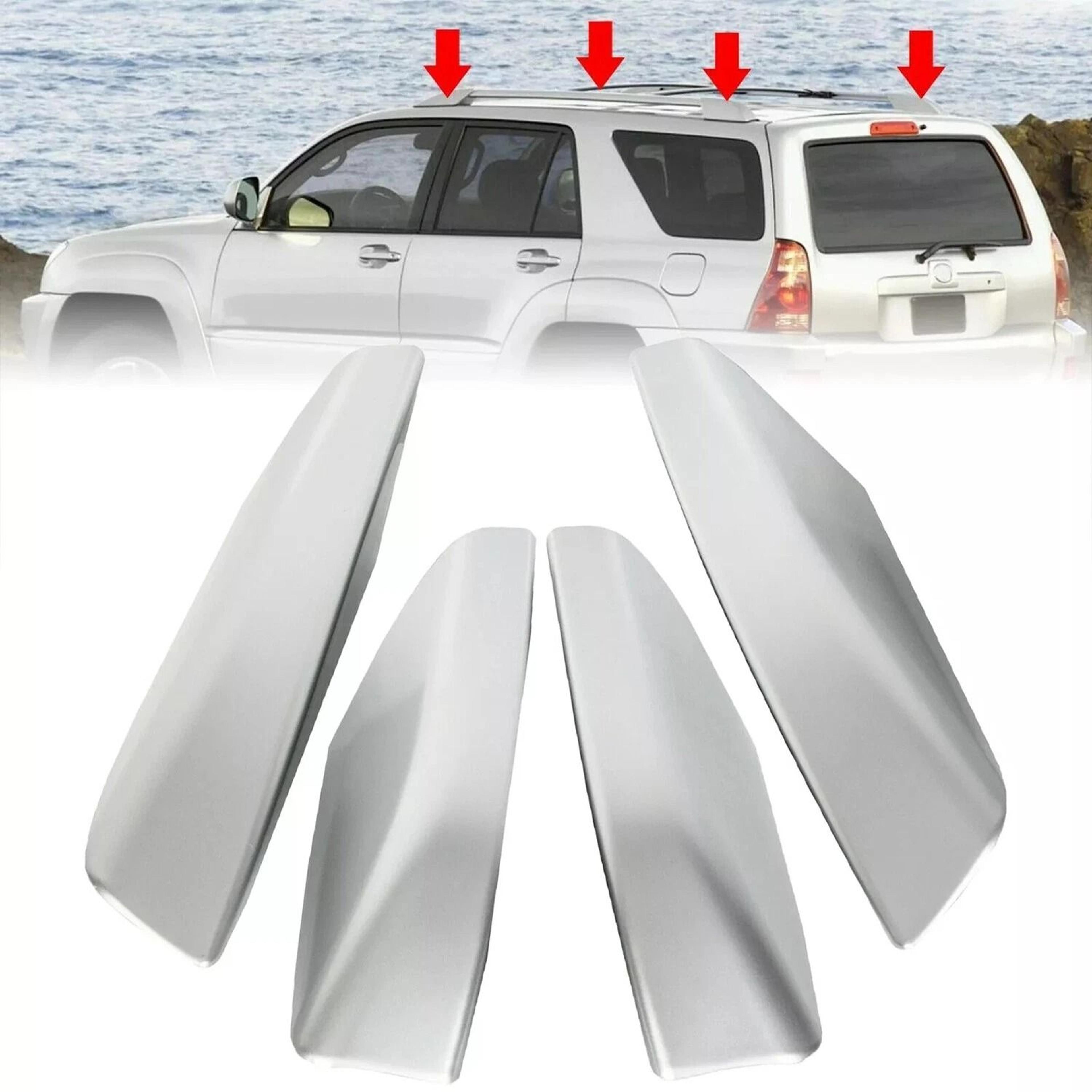 silver roof rack rail end cover shell cap for toyota 4runner perfect fit for protection and style