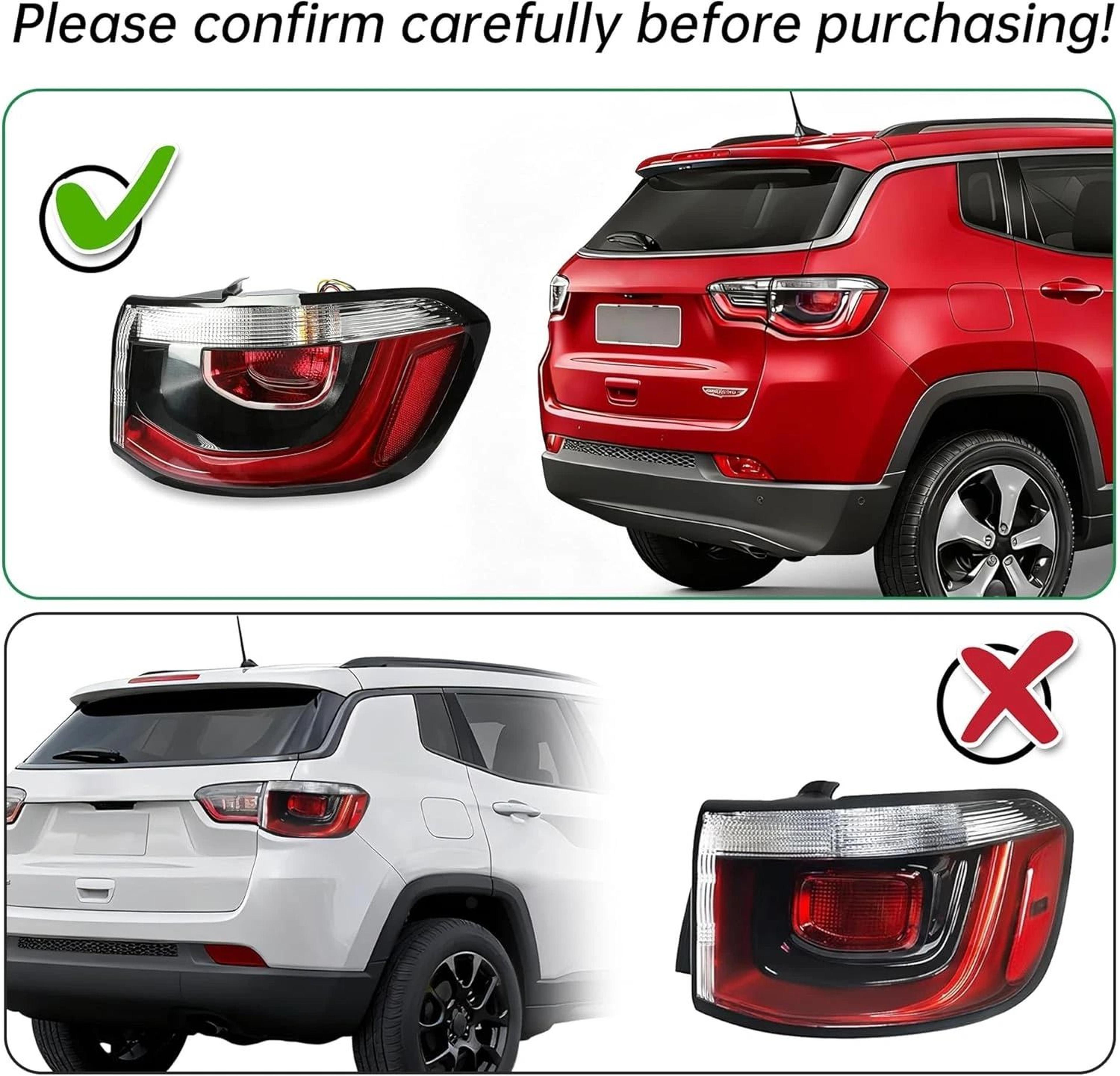 Right Passenger Side Jeep Compass Tail Light Replacement Brake Lamp 18