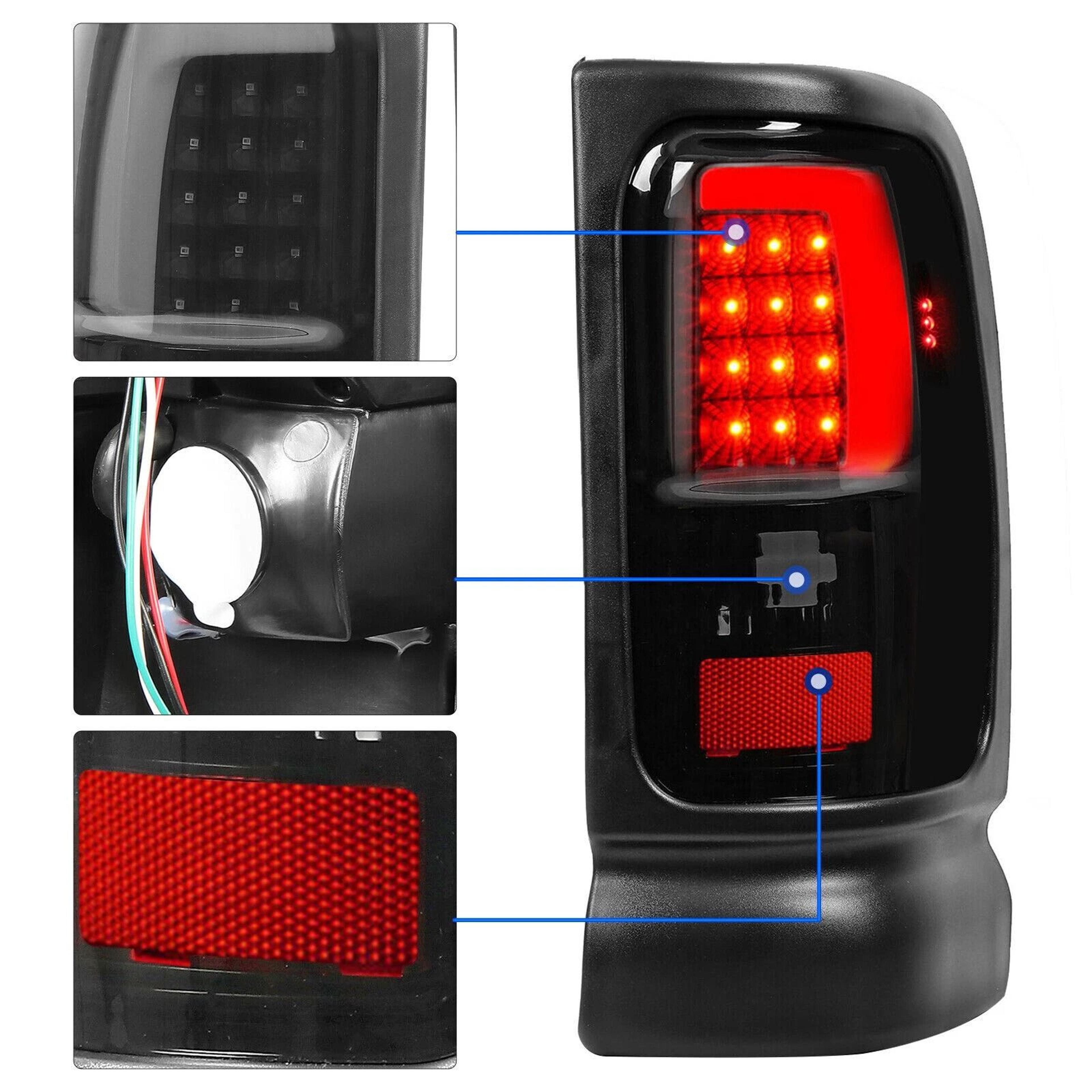 Smoked Black LED Tube Brake Tail Lights For Dodge Ram Durable Stylish Upgrade 6