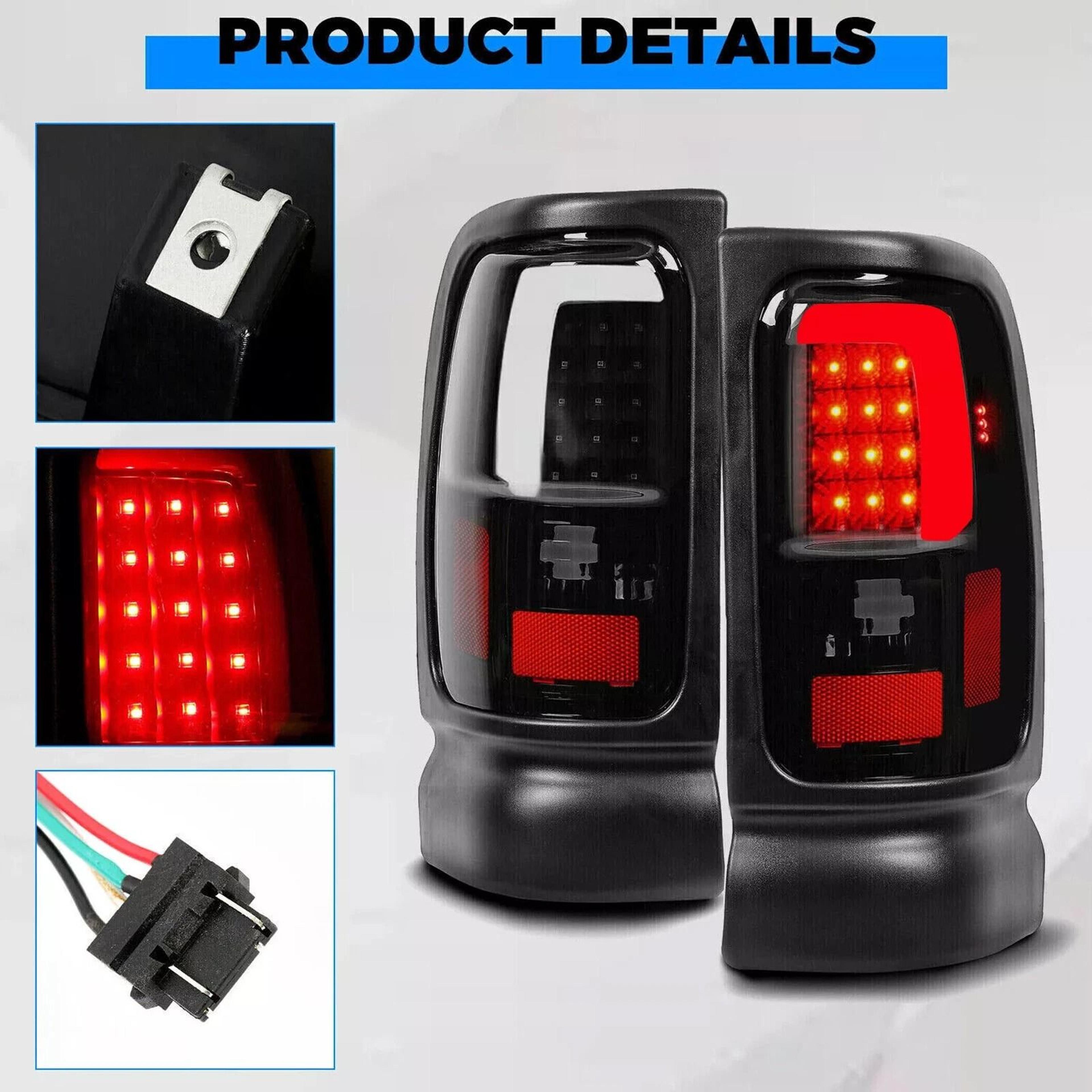 Smoked Black LED Tube Brake Tail Lights For Dodge Ram Durable Stylish Upgrade 11
