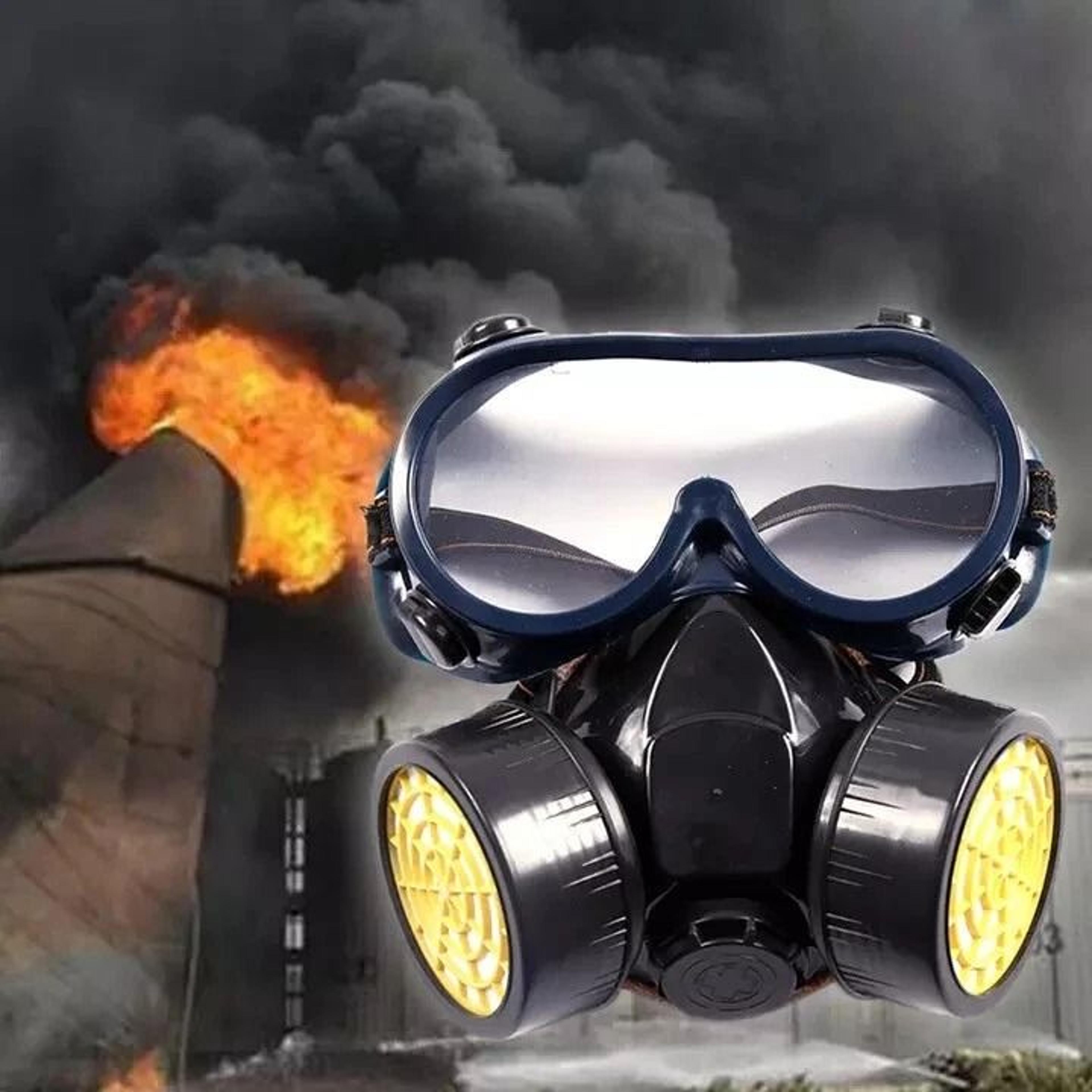 emergency survival gas mask with dual protection filter & safety goggles