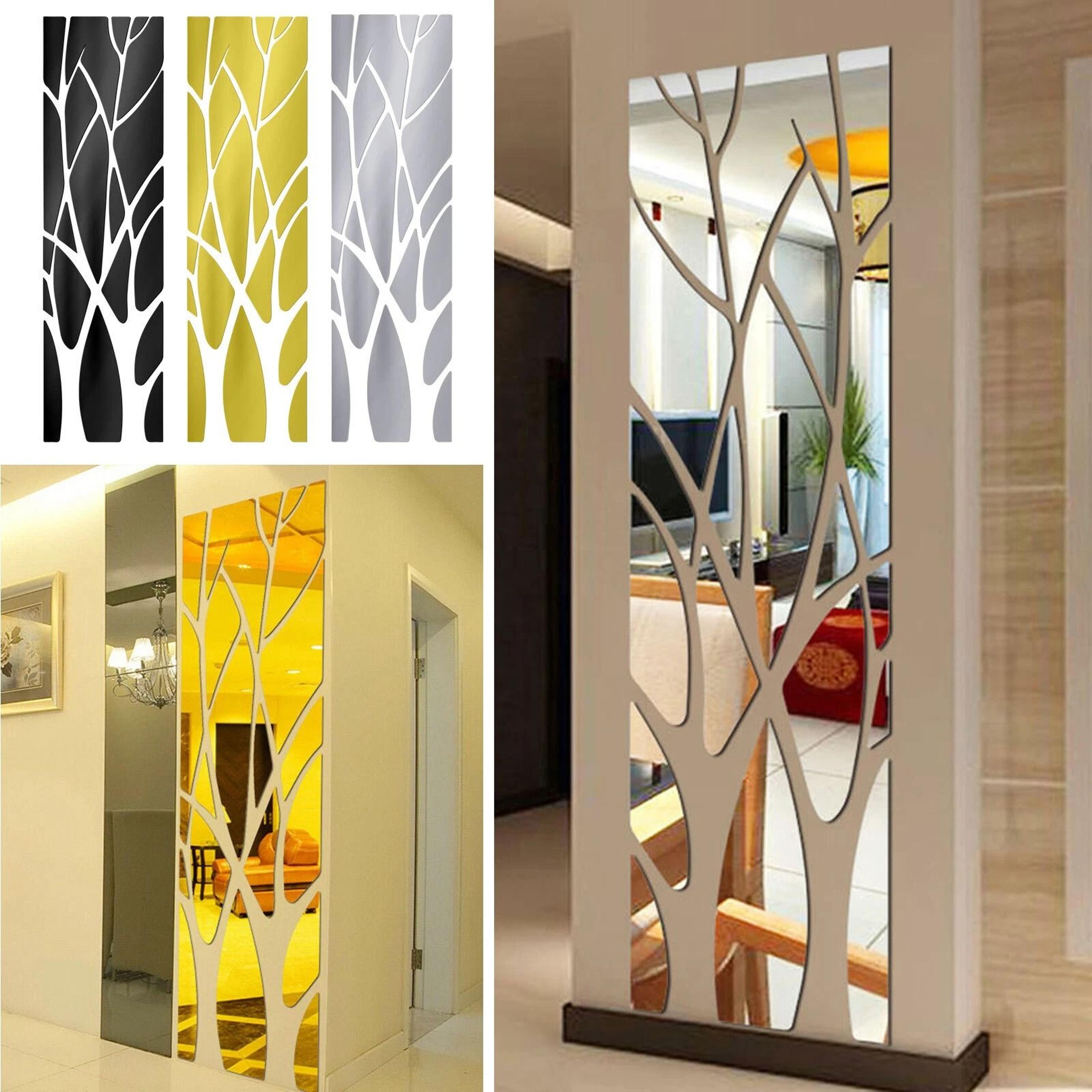 3d acrylic mirror tree wall sticker removable modern art decal for home decor