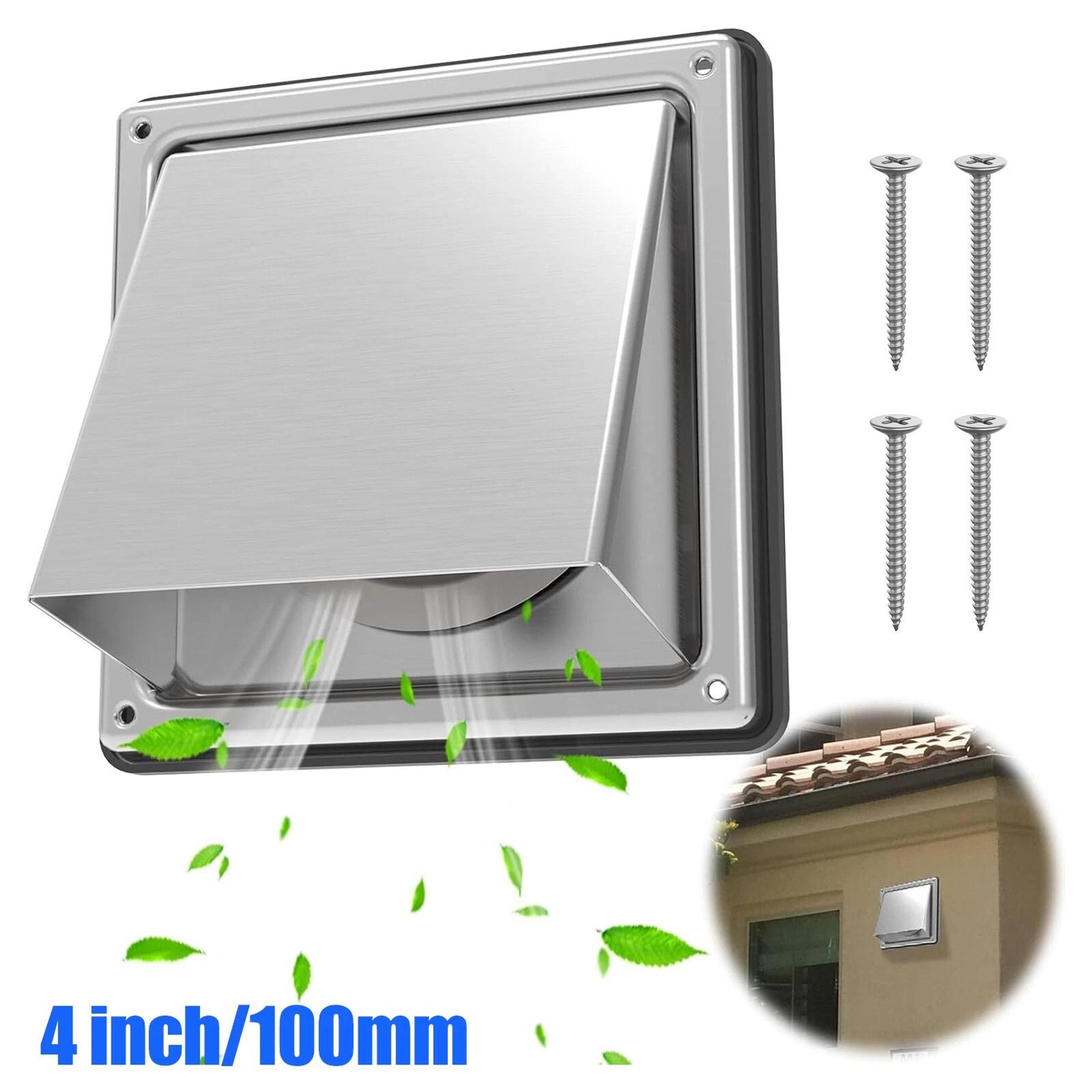 Stainless Steel Dryer Vent Cover Exterior Wall Hood For Airflow Protection 6
