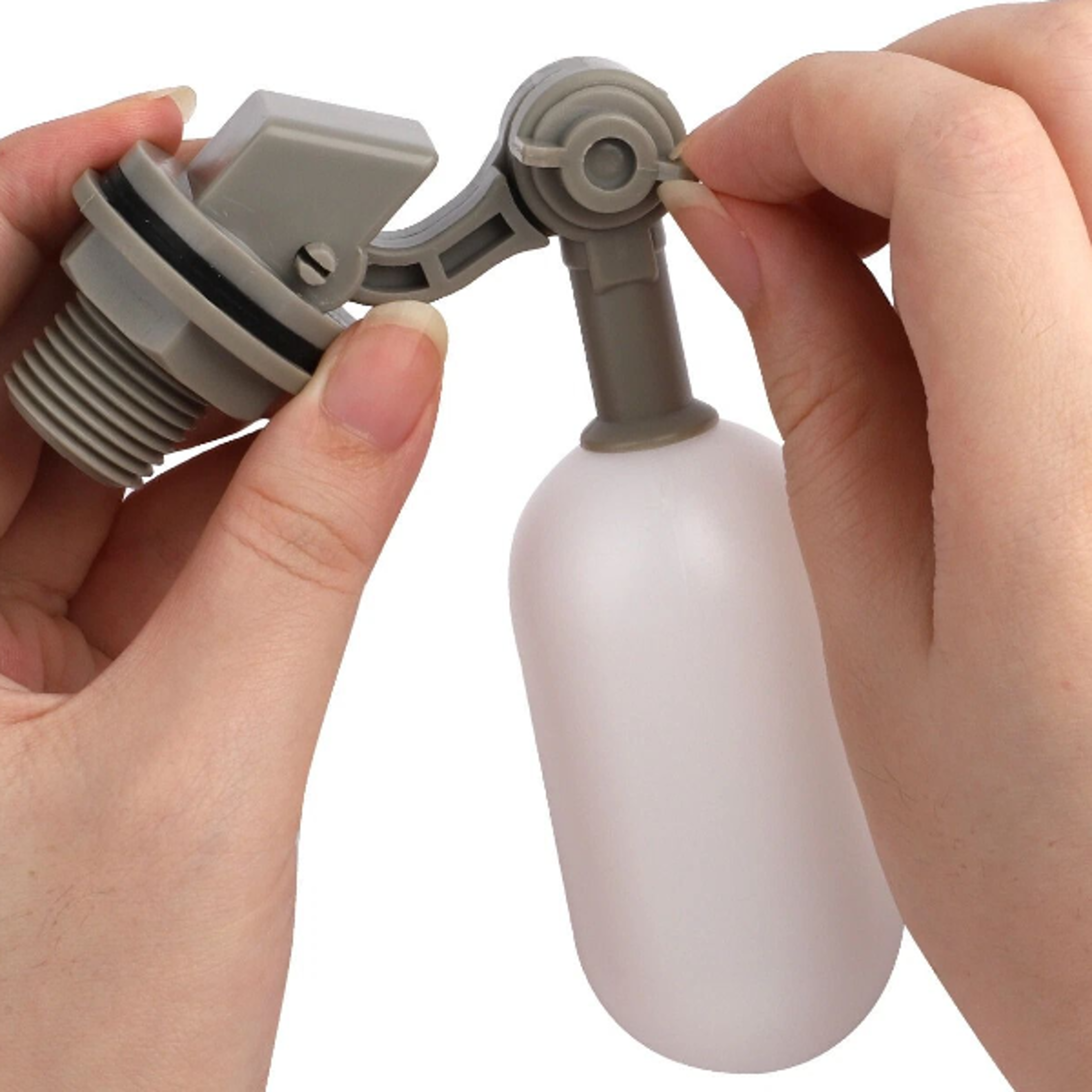 float valve waterer with adjustable arm for automatic water fill and stop