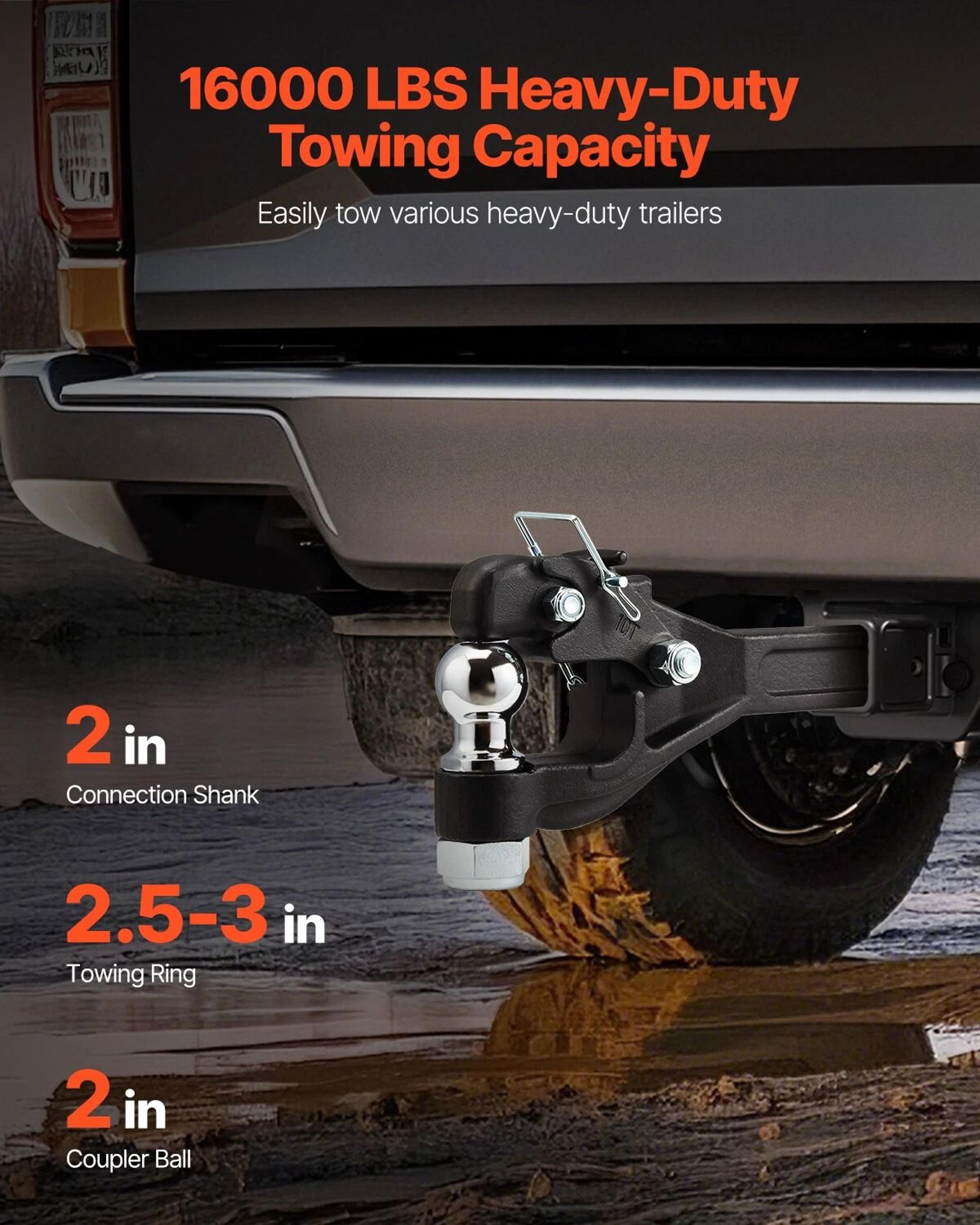 Heavy Duty Pintle Hitch For Receiver Hitch Lunette Ring Hitch 10