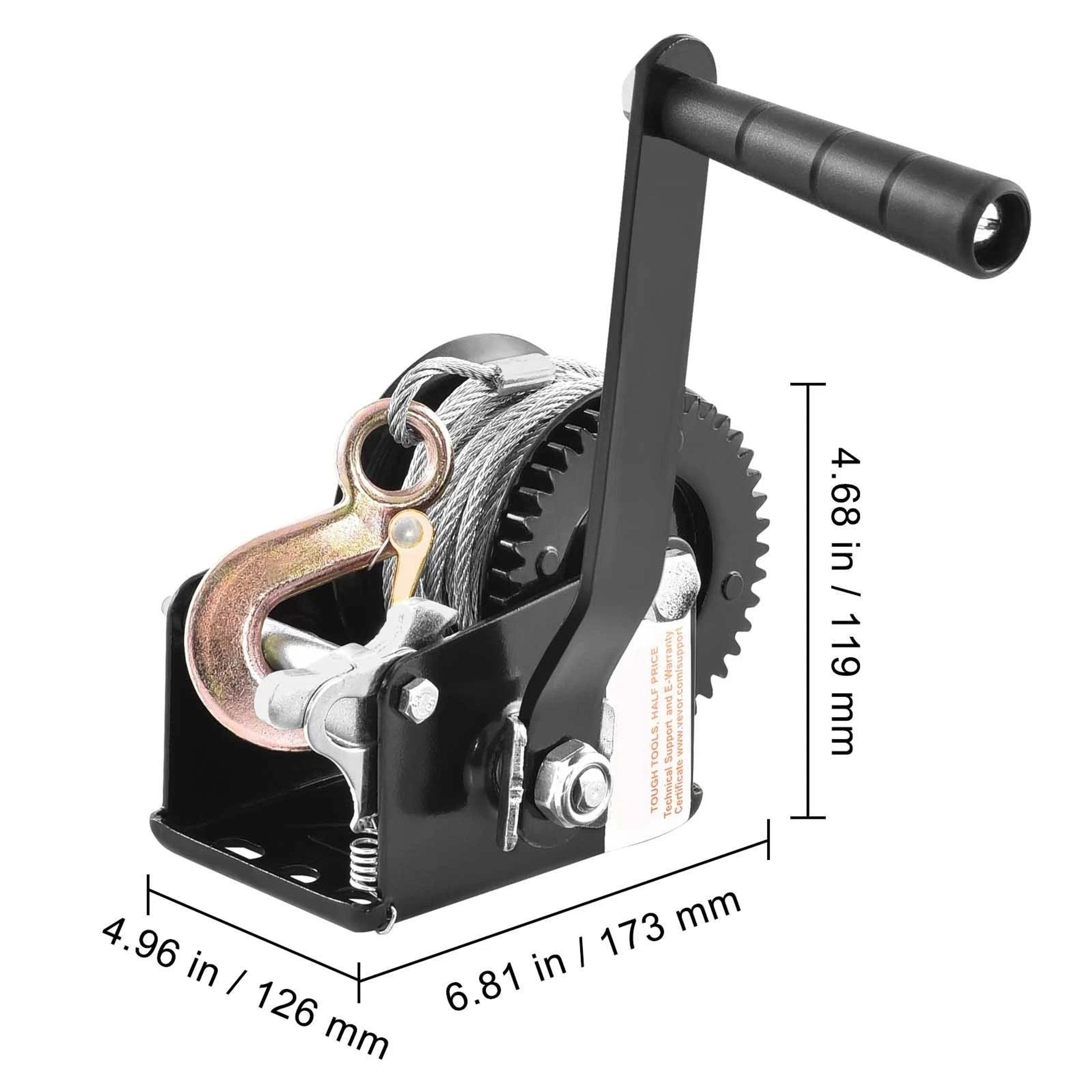 Boat Trailer Winch With Steel Cable Heavy Duty Hand Crank For ATV Towing 4