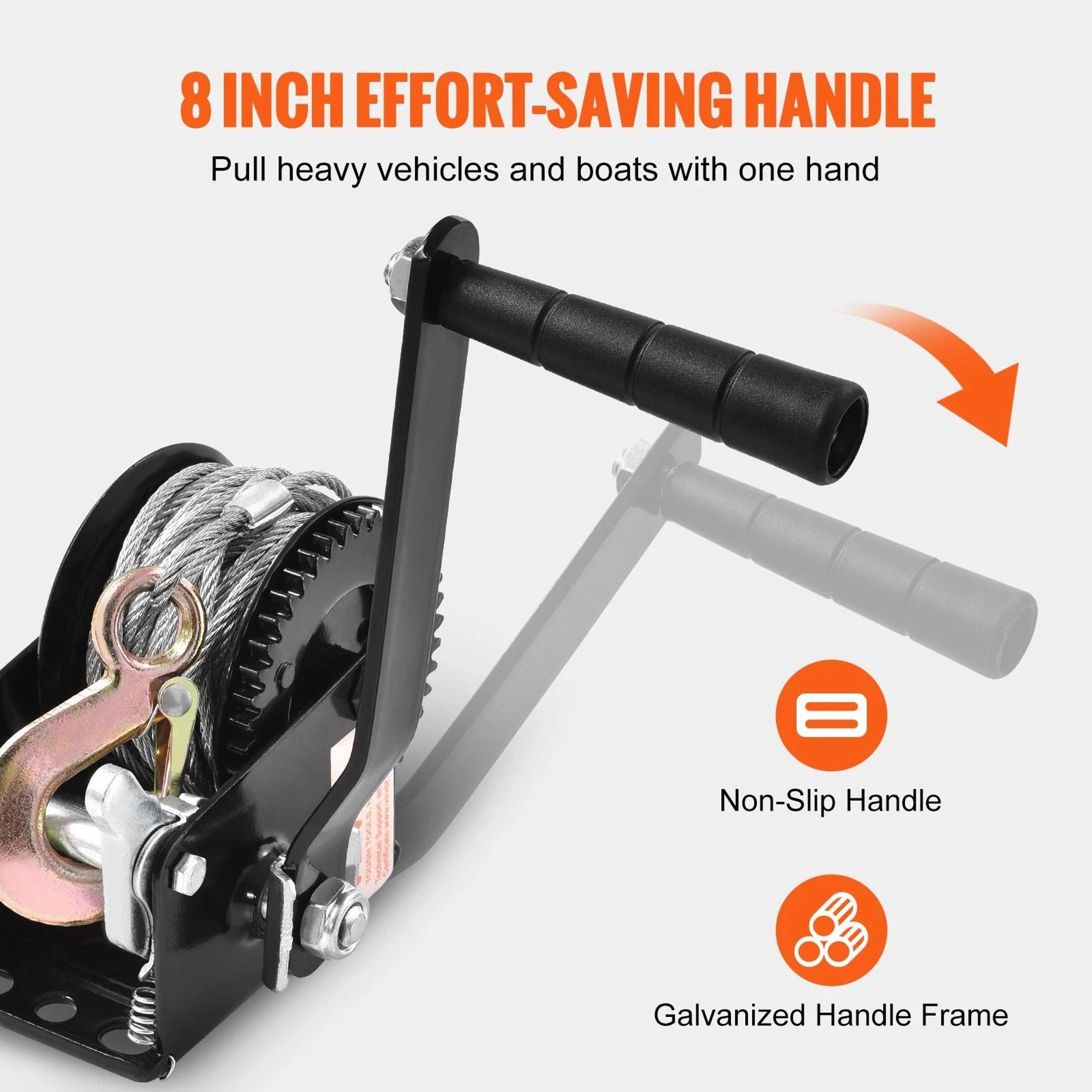 Boat Trailer Winch With Steel Cable Heavy Duty Hand Crank For ATV Towing 8