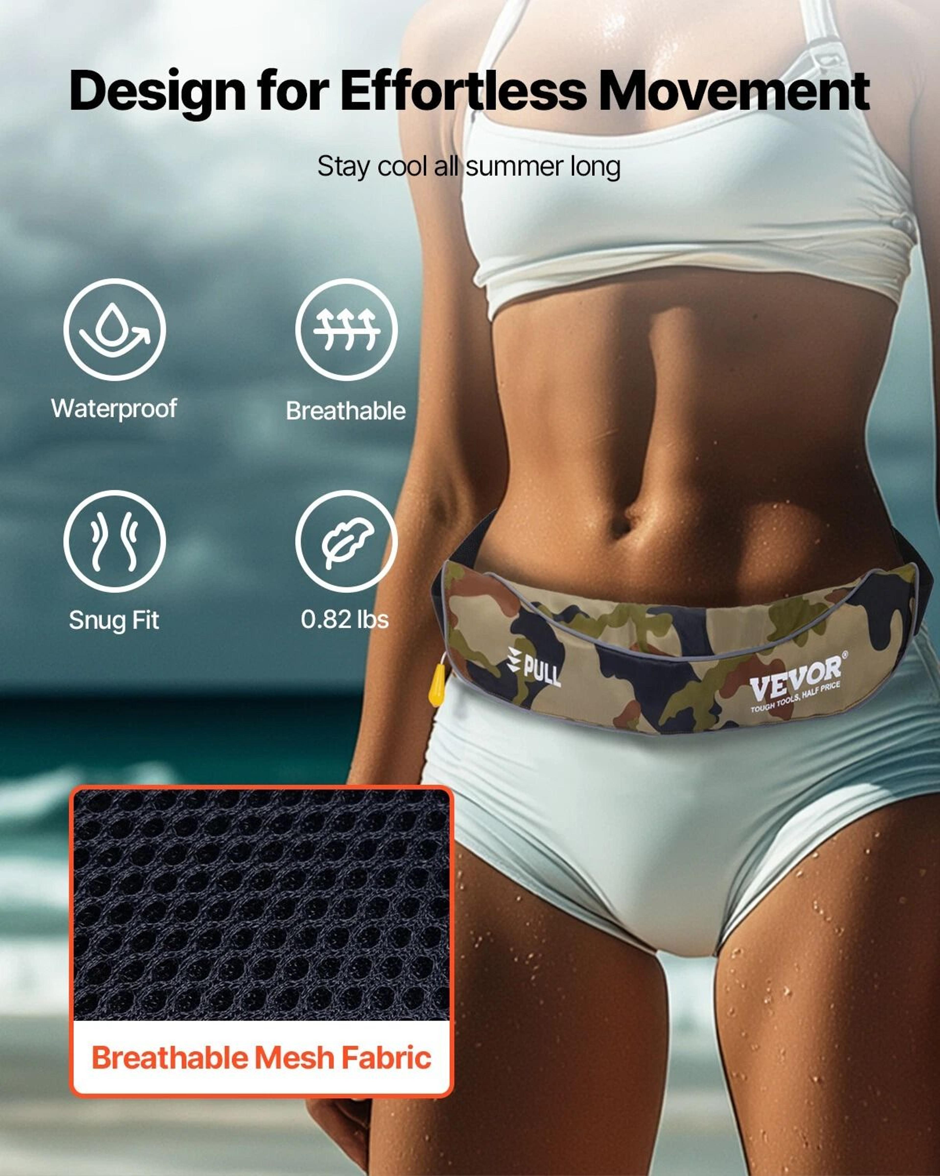 Manual Inflatable Belt Pack PFD For Adults 100N Green Adjustable Waist Life Jacket 9