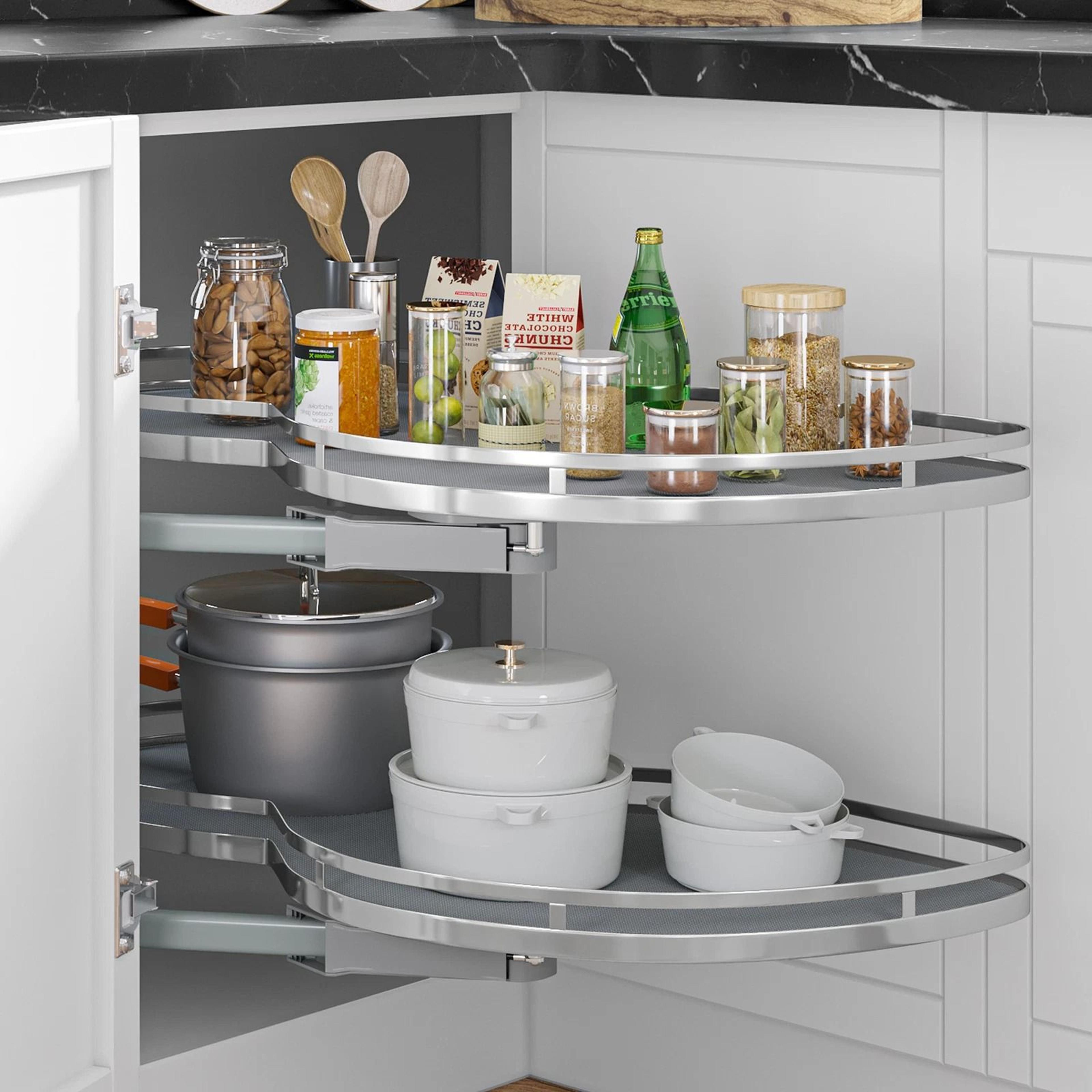 2 tier blind corner cabinet organizer soft close swing tray for cabinets
