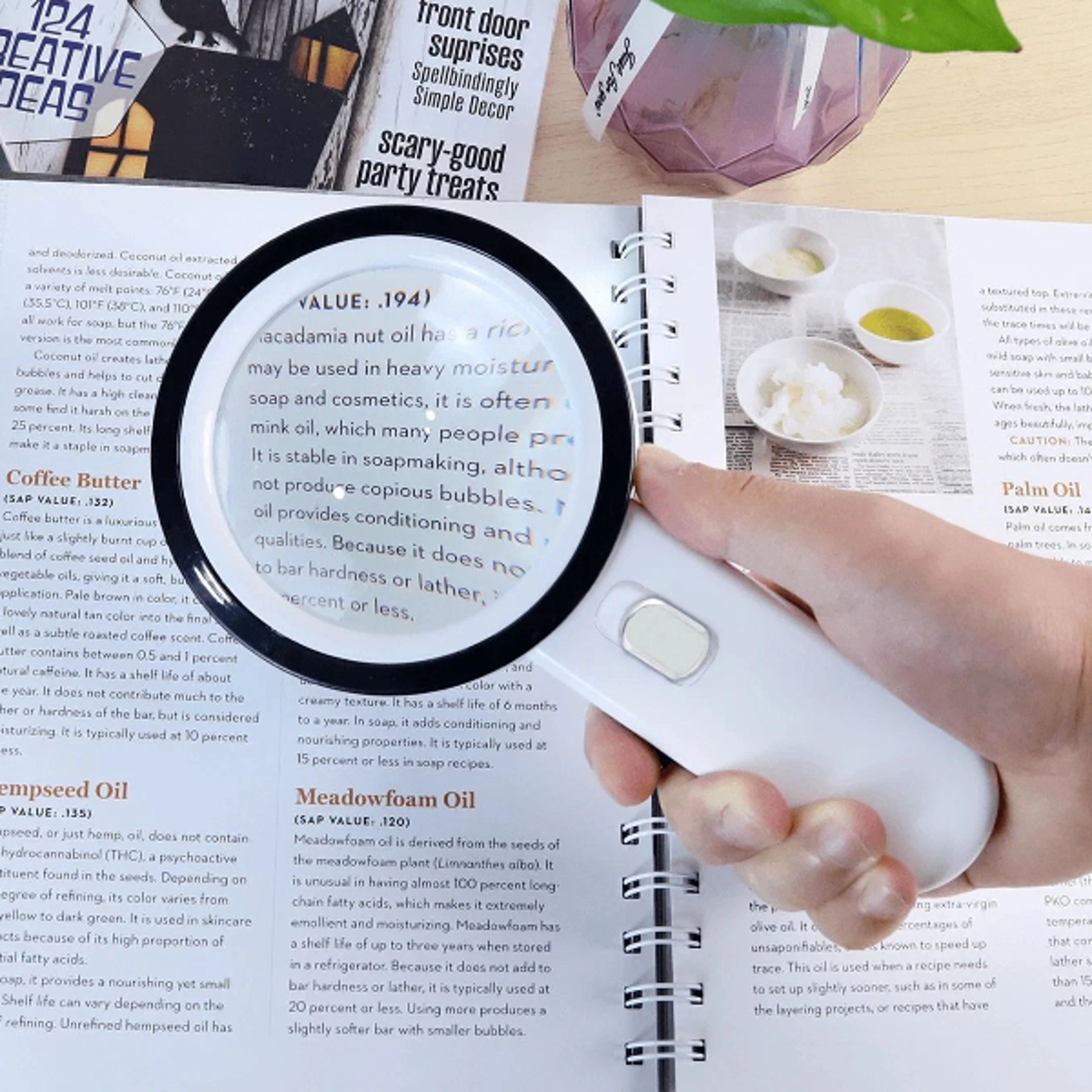 handheld magnifying glass with 12 led lights, jumbo 30x magnifier for close inspection