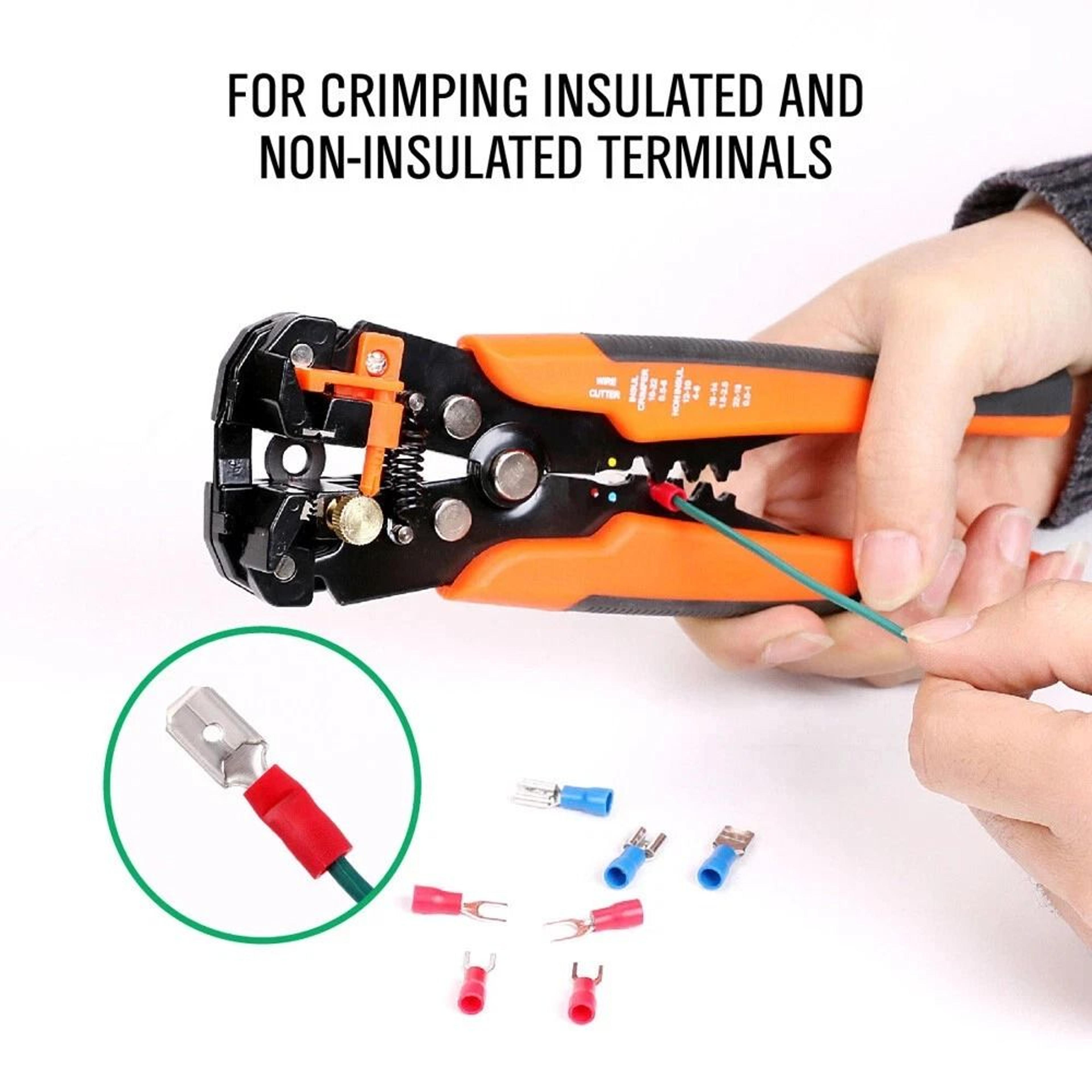 Self Adjusting Wire Stripper  Crimper Tool For Insulation Removal And Terminal Crimping 7