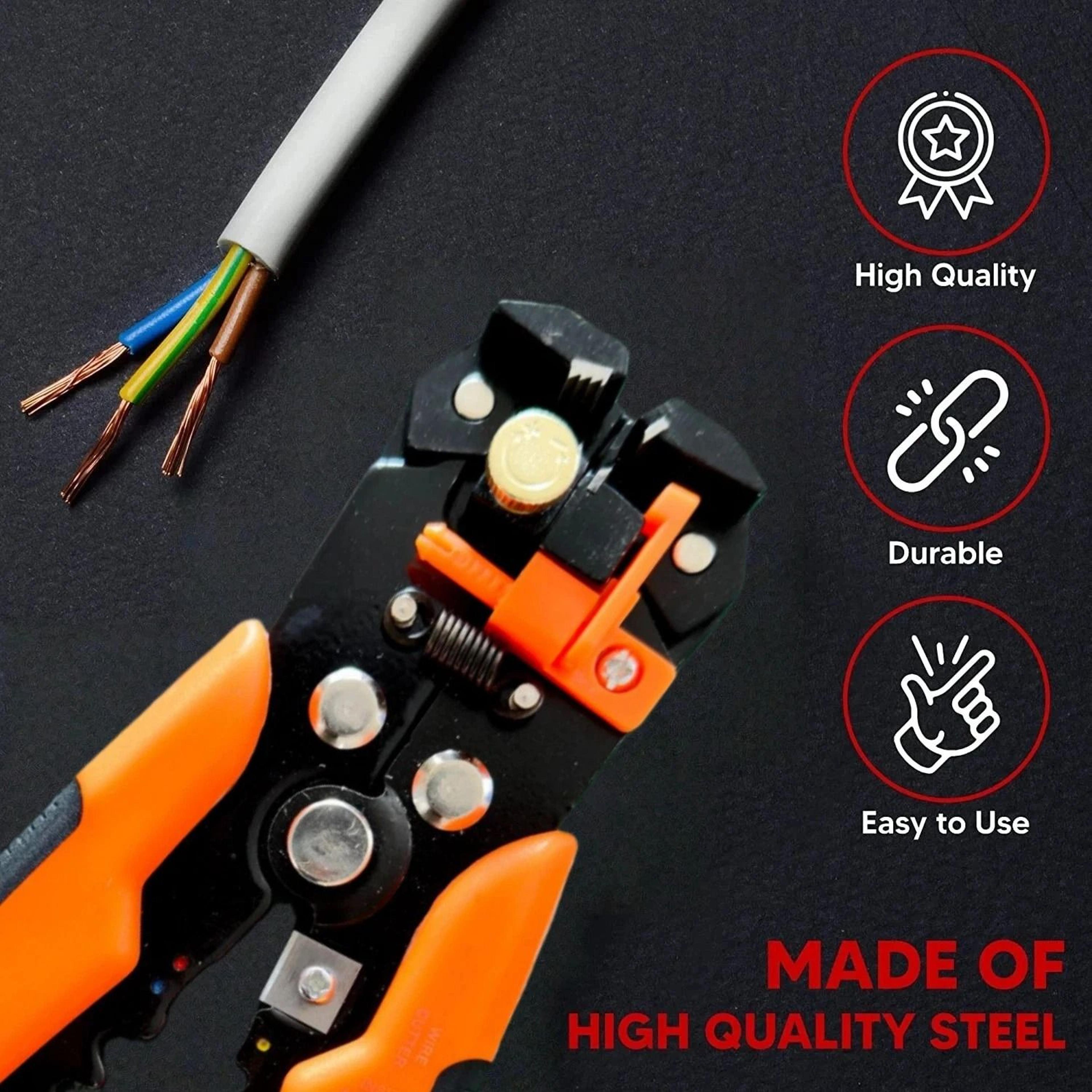Self Adjusting Wire Stripper  Crimper Tool For Insulation Removal And Terminal Crimping 10