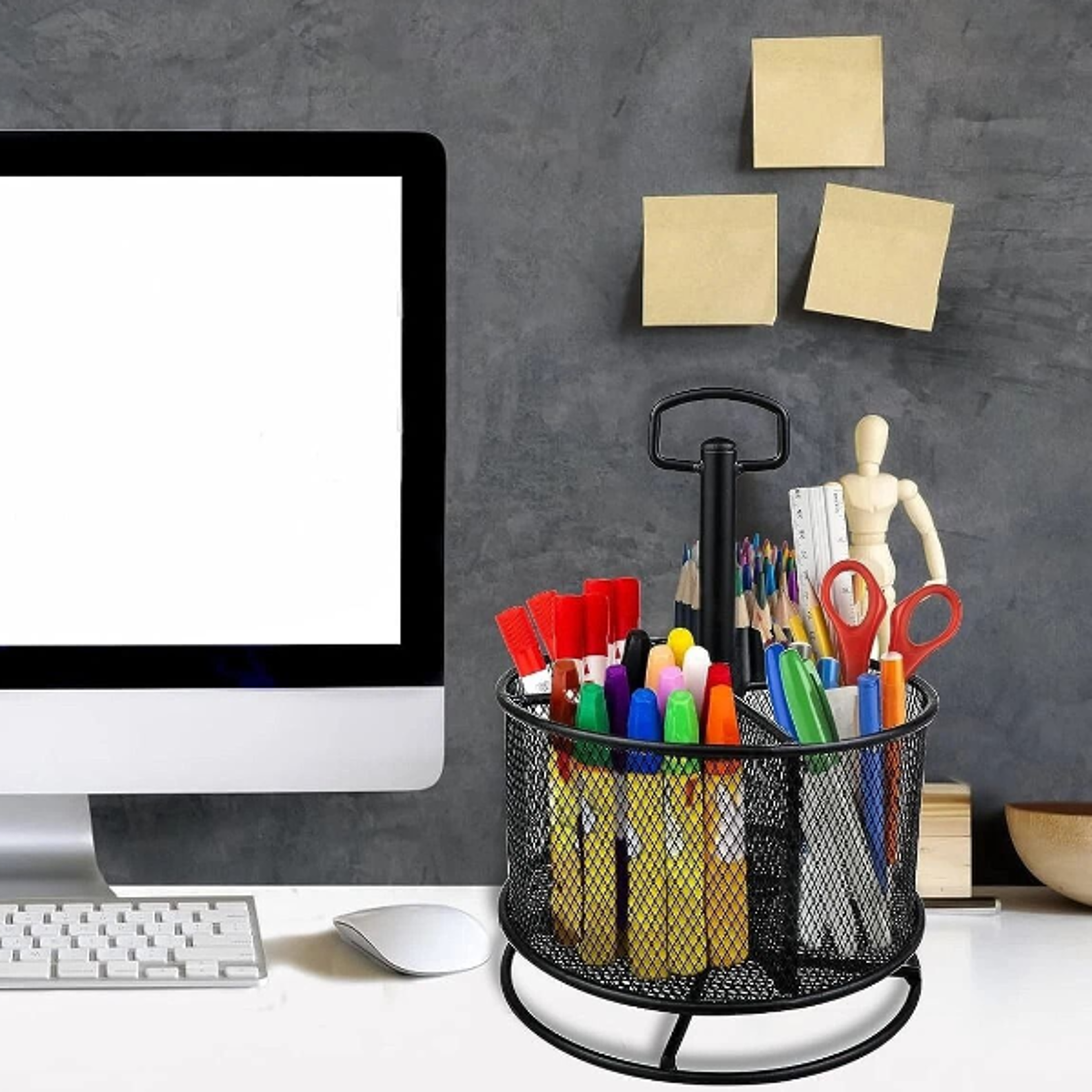 large pen holder desk organizer with compartments for office & home use