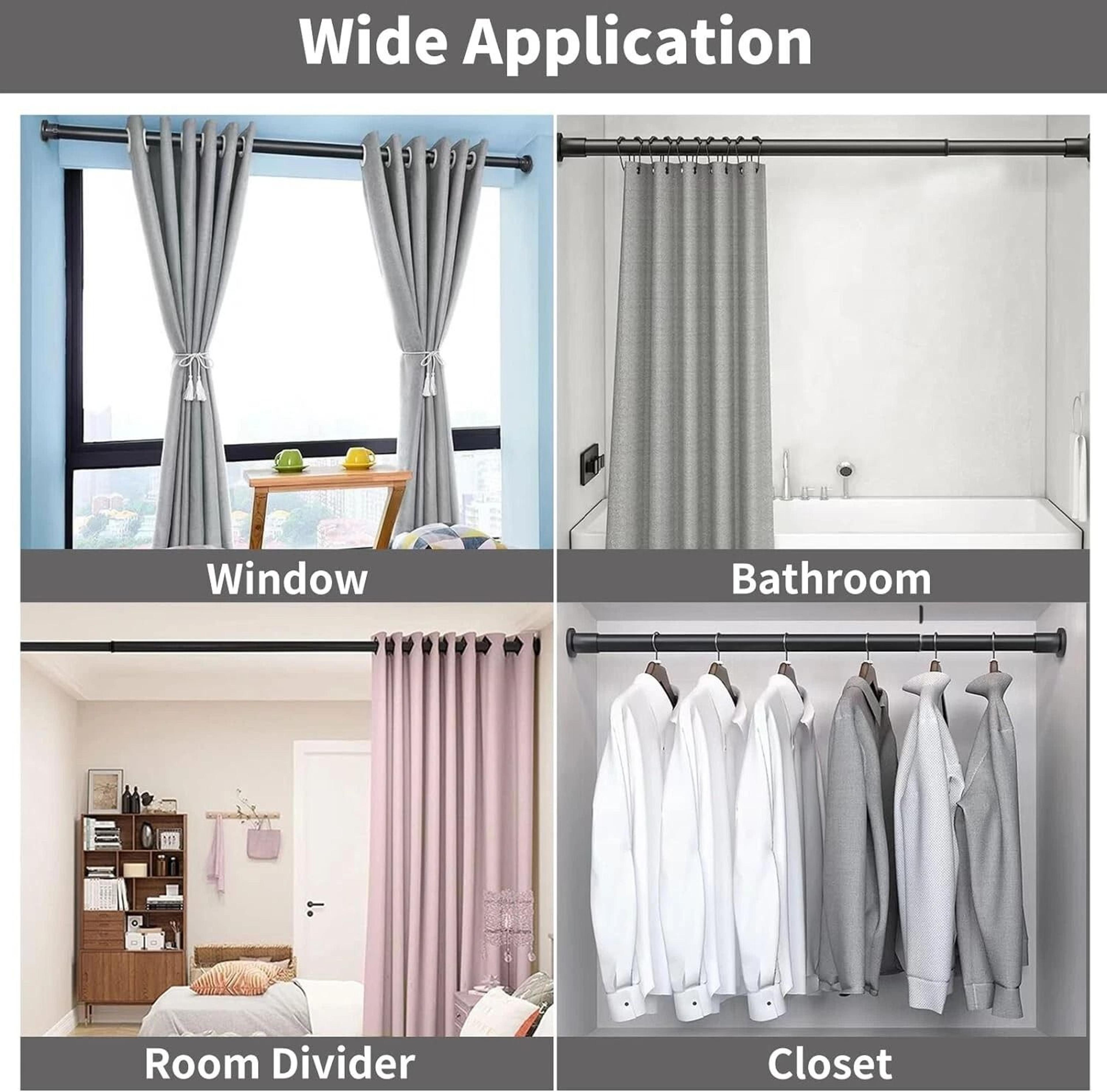 Adjustable Tension Curtain Rod No Drilling NonSlip Telescoping Curtain Rod For Easy Installation 3