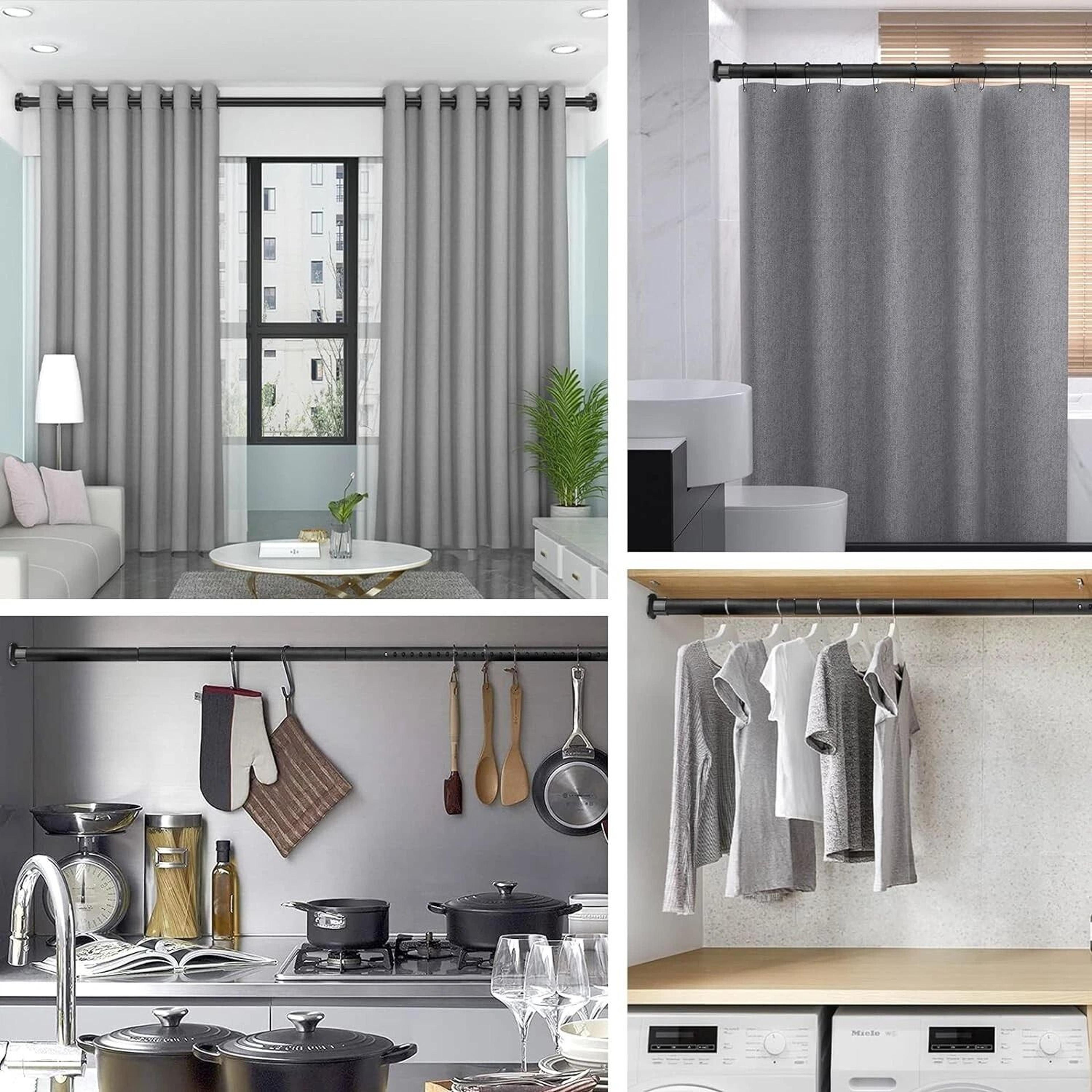 Adjustable Tension Curtain Rod No Drilling NonSlip Telescoping Curtain Rod For Easy Installation 6