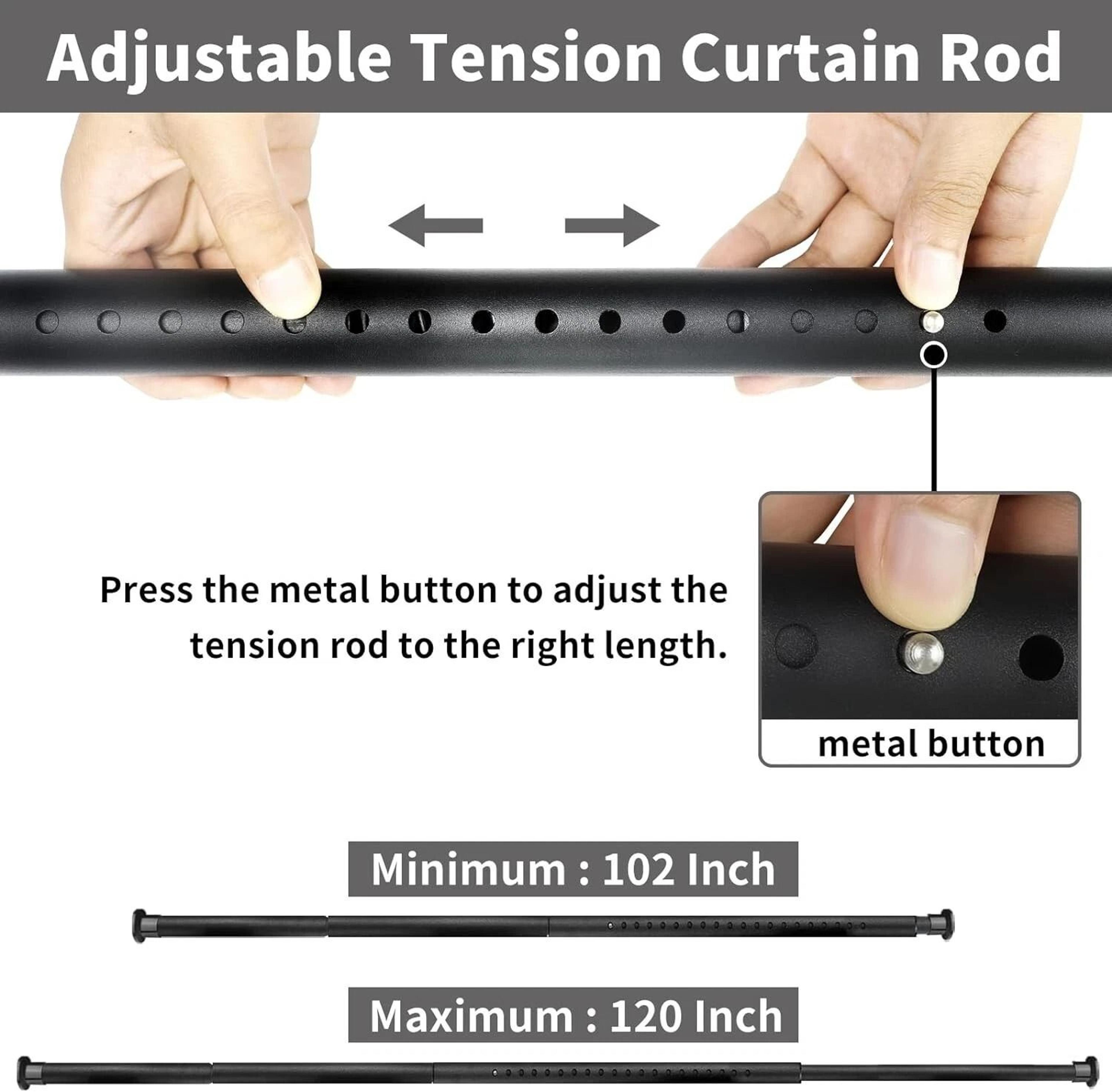 Adjustable Tension Curtain Rod No Drilling NonSlip Telescoping Curtain Rod For Easy Installation 7