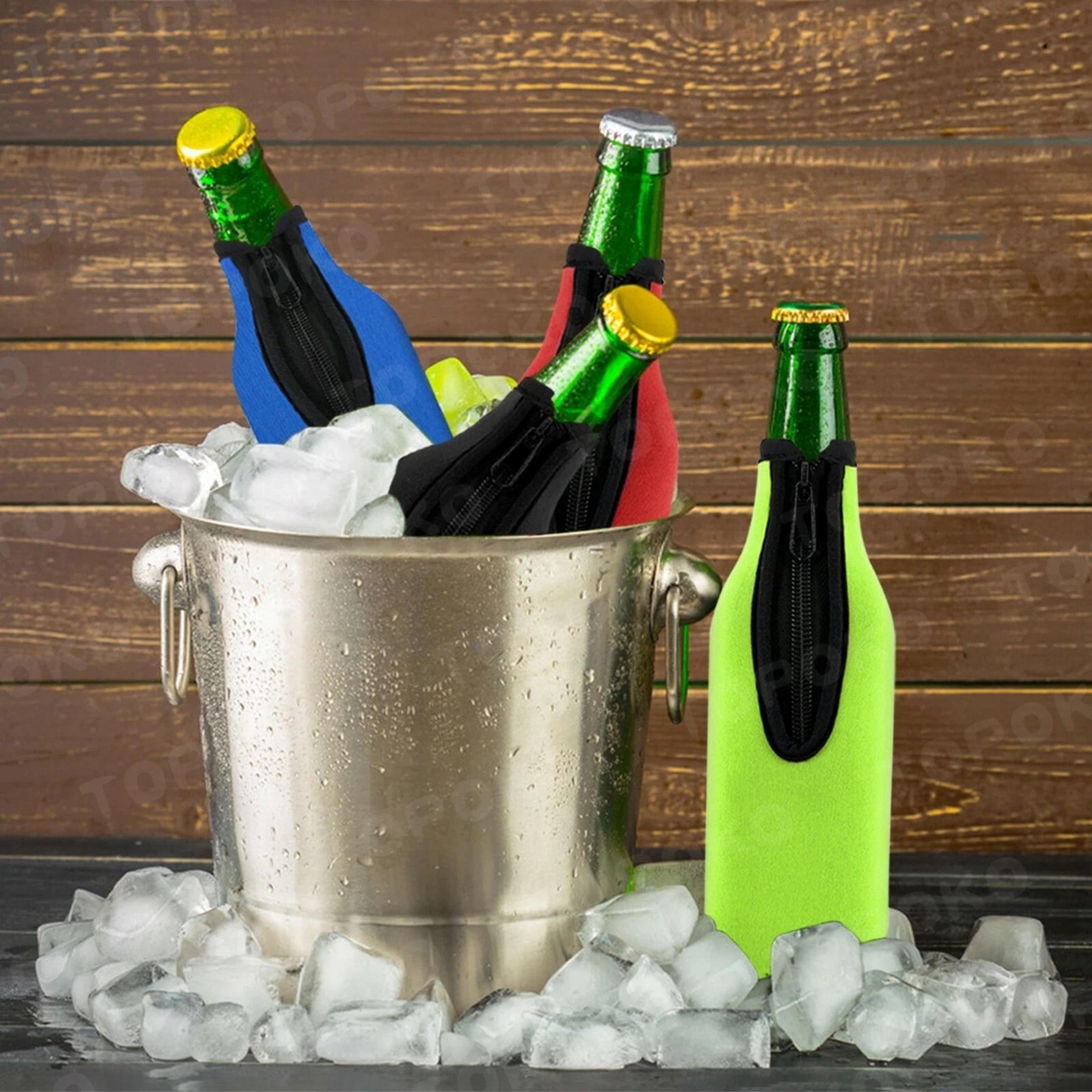 beer bottle insulator sleeves zip up jackets to keep your drink cold