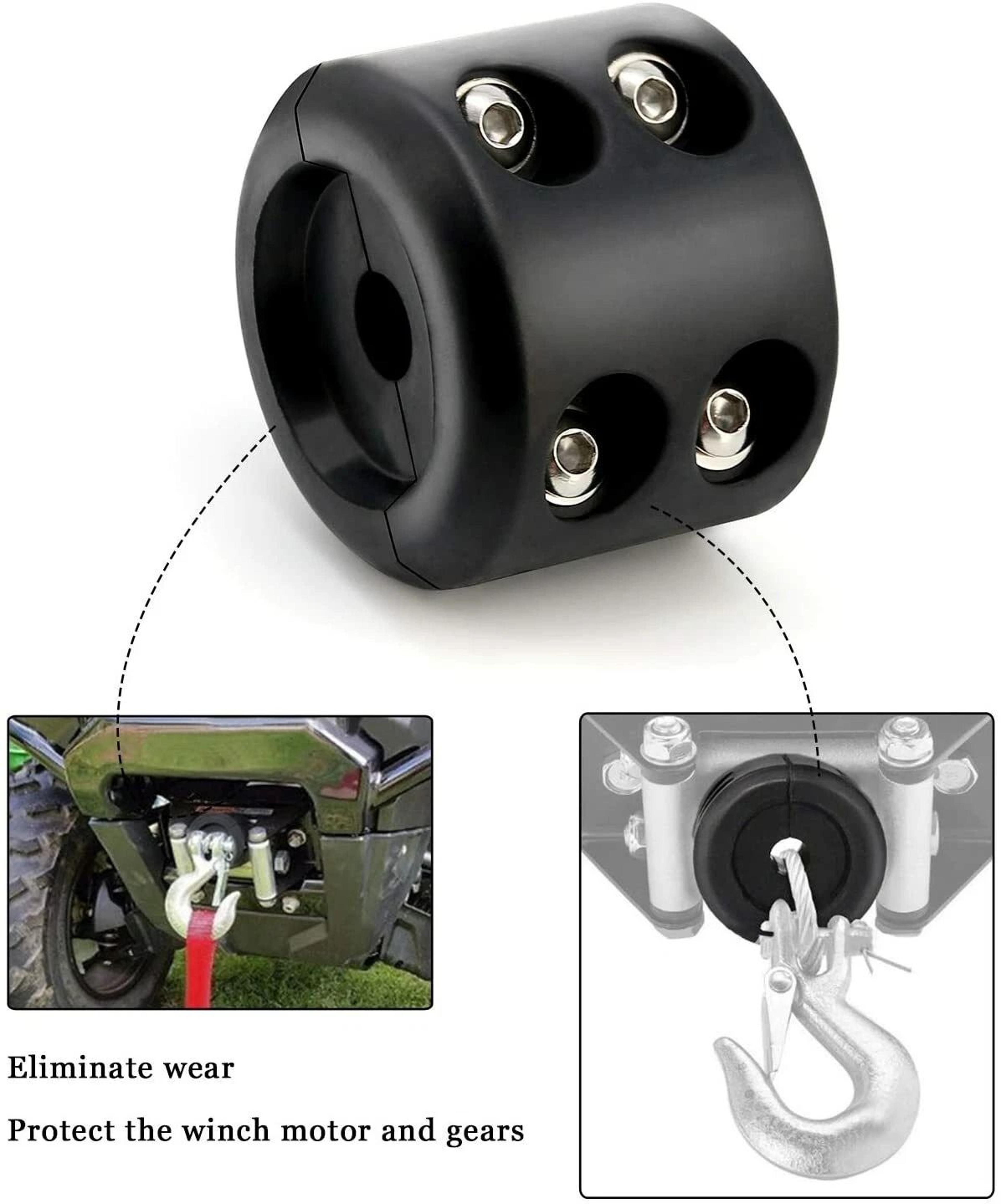 Heavy Duty ATV UTV Winch Stopper Rubber Cable Saver Waterproof Rope Hook 6