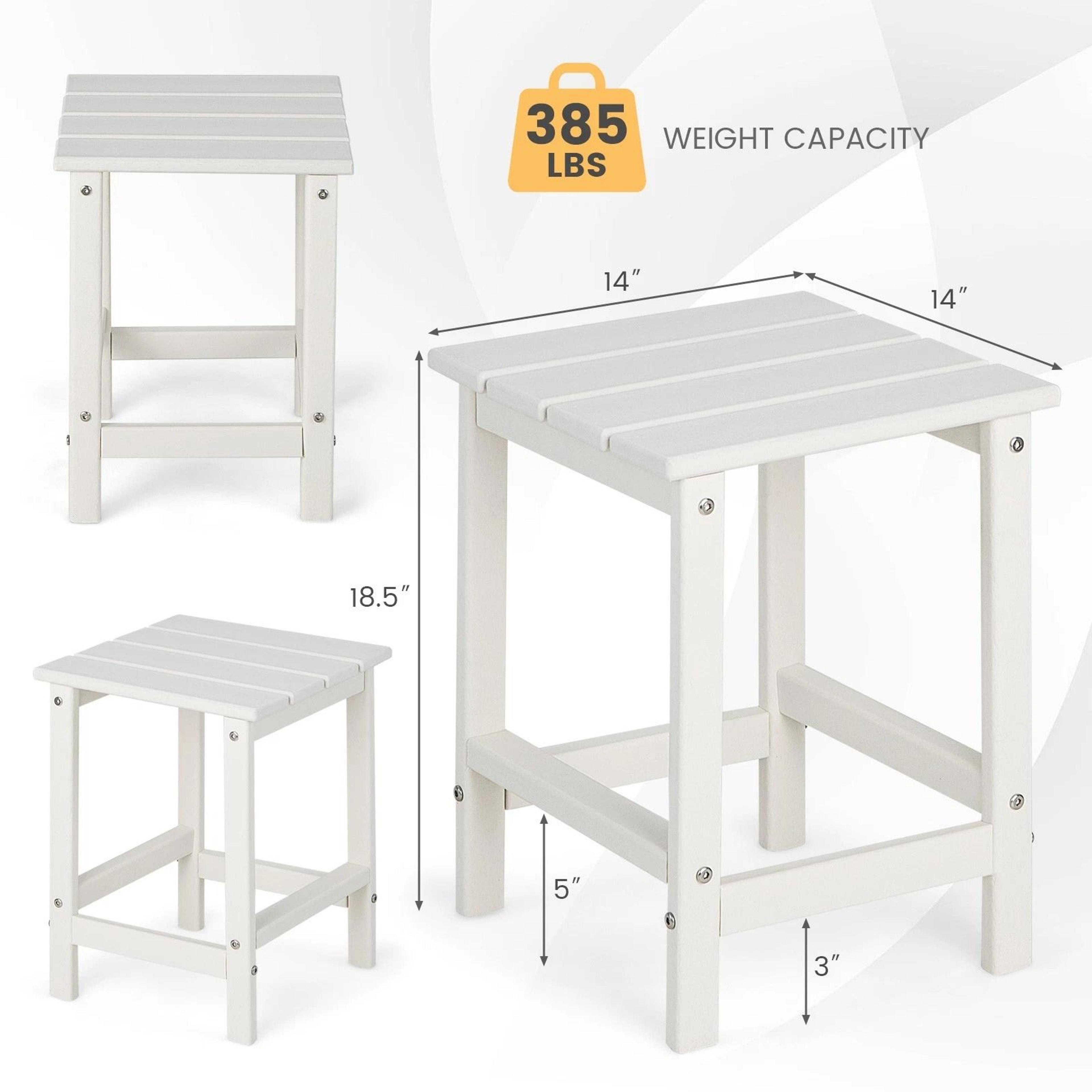 White Patio Adirondack Side Table Weather Resistant HDPE Garden Table For Outdoor Use 6