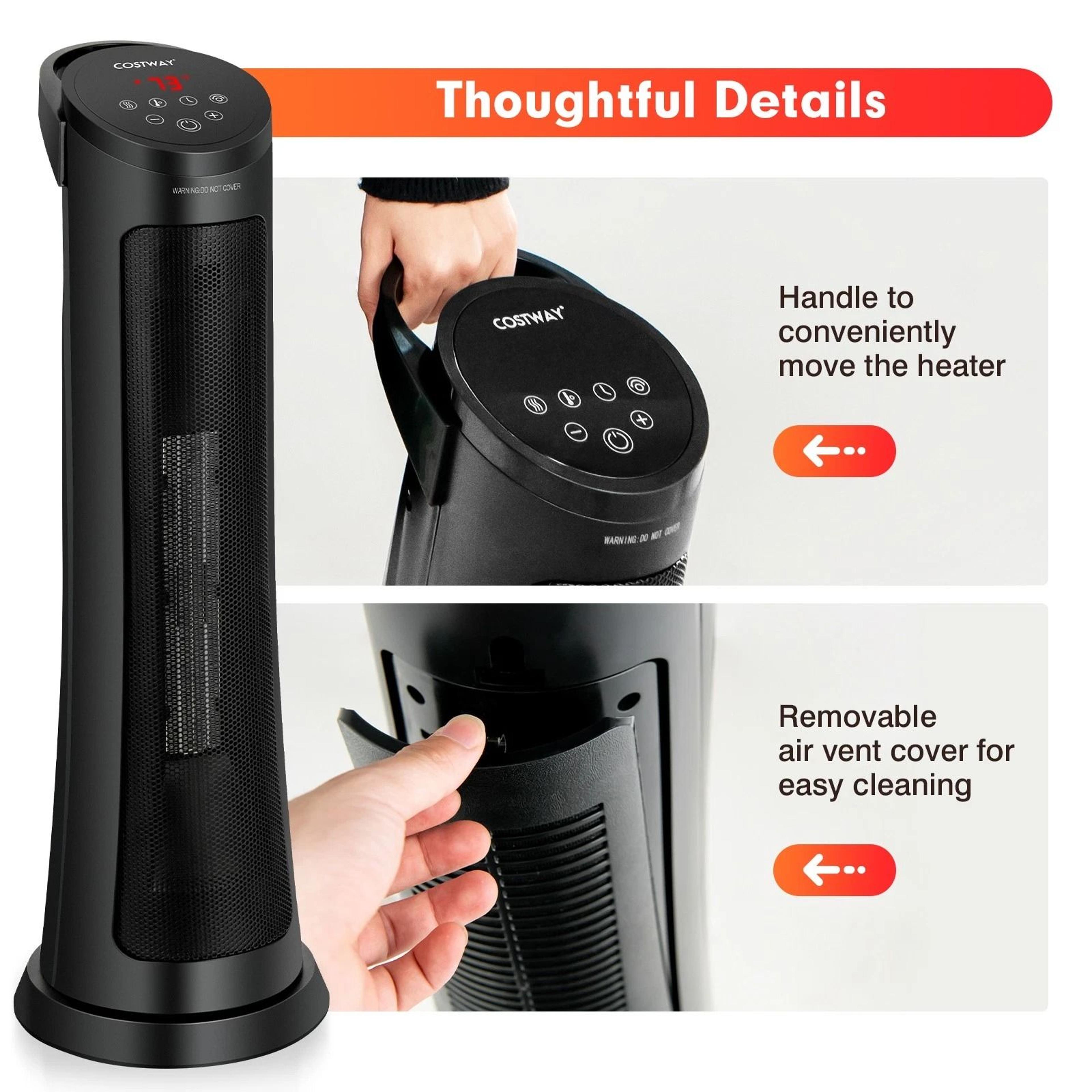 Portable Electric PTC Space Heater With Timer  Thermostat For Home Office  More 1