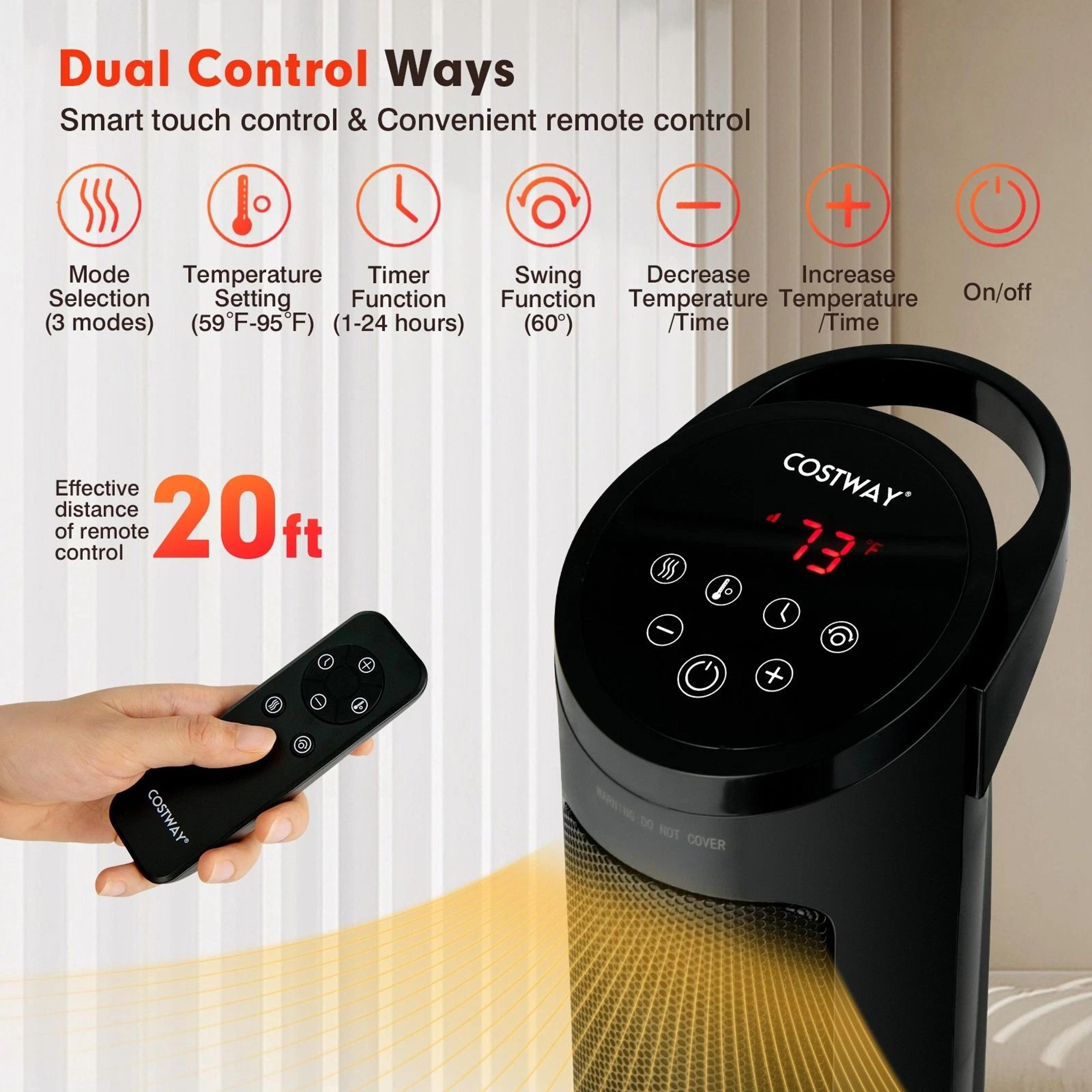 Portable Electric PTC Space Heater With Timer  Thermostat For Home Office  More 2