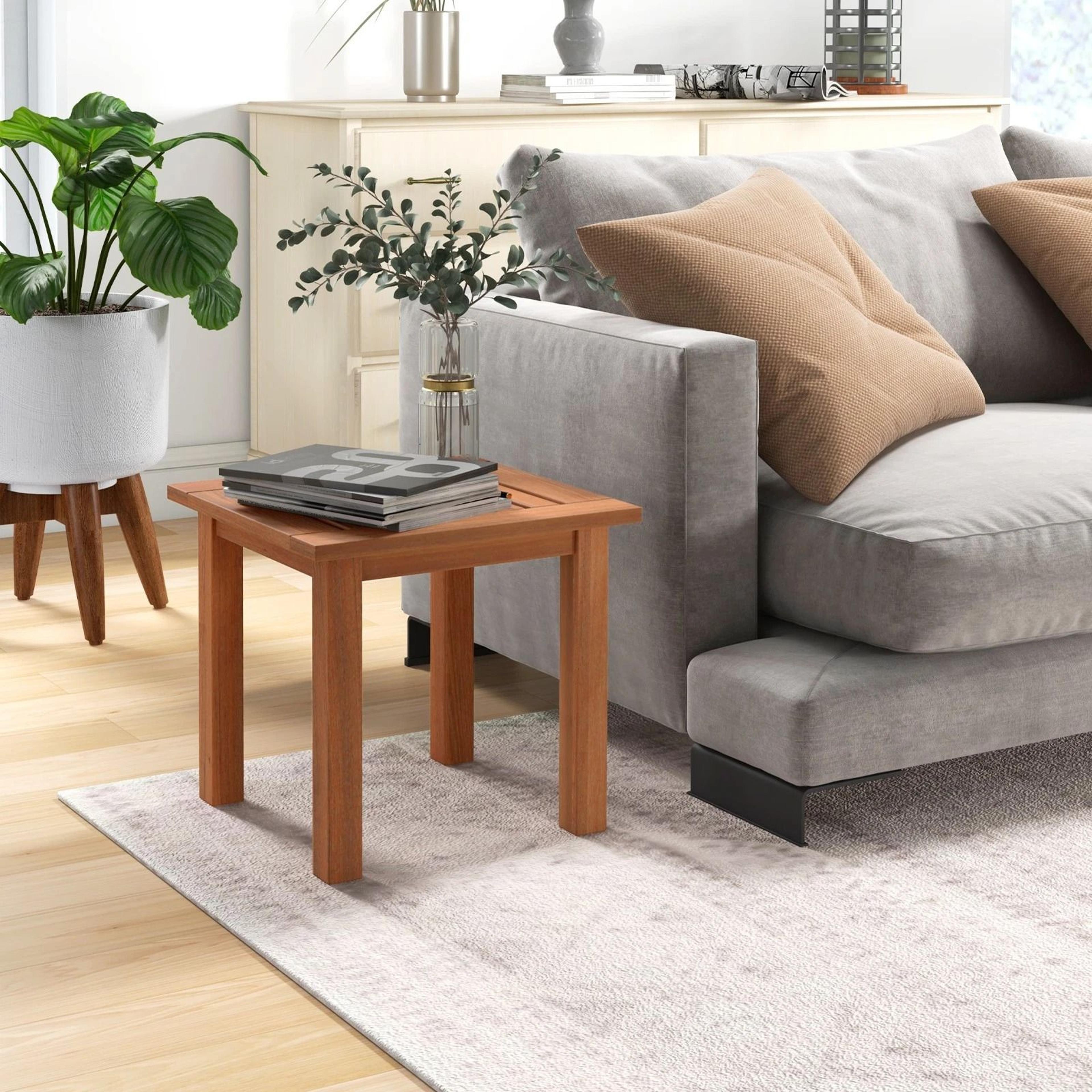 Patio Side Table All Weather Outdoor Hardwood End Table For Garden Or Bistro 5