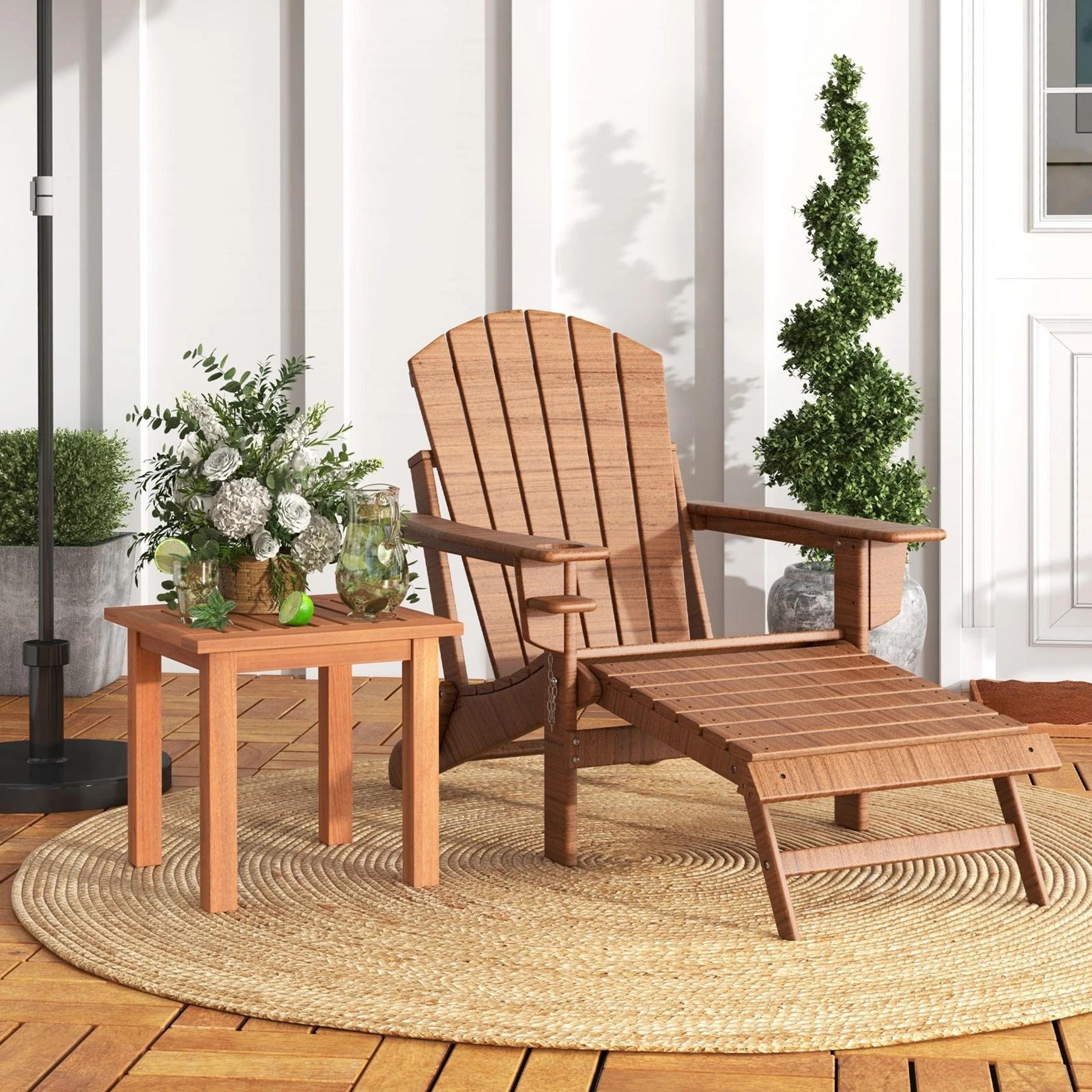 Patio Side Table All Weather Outdoor Hardwood End Table For Garden Or Bistro 6