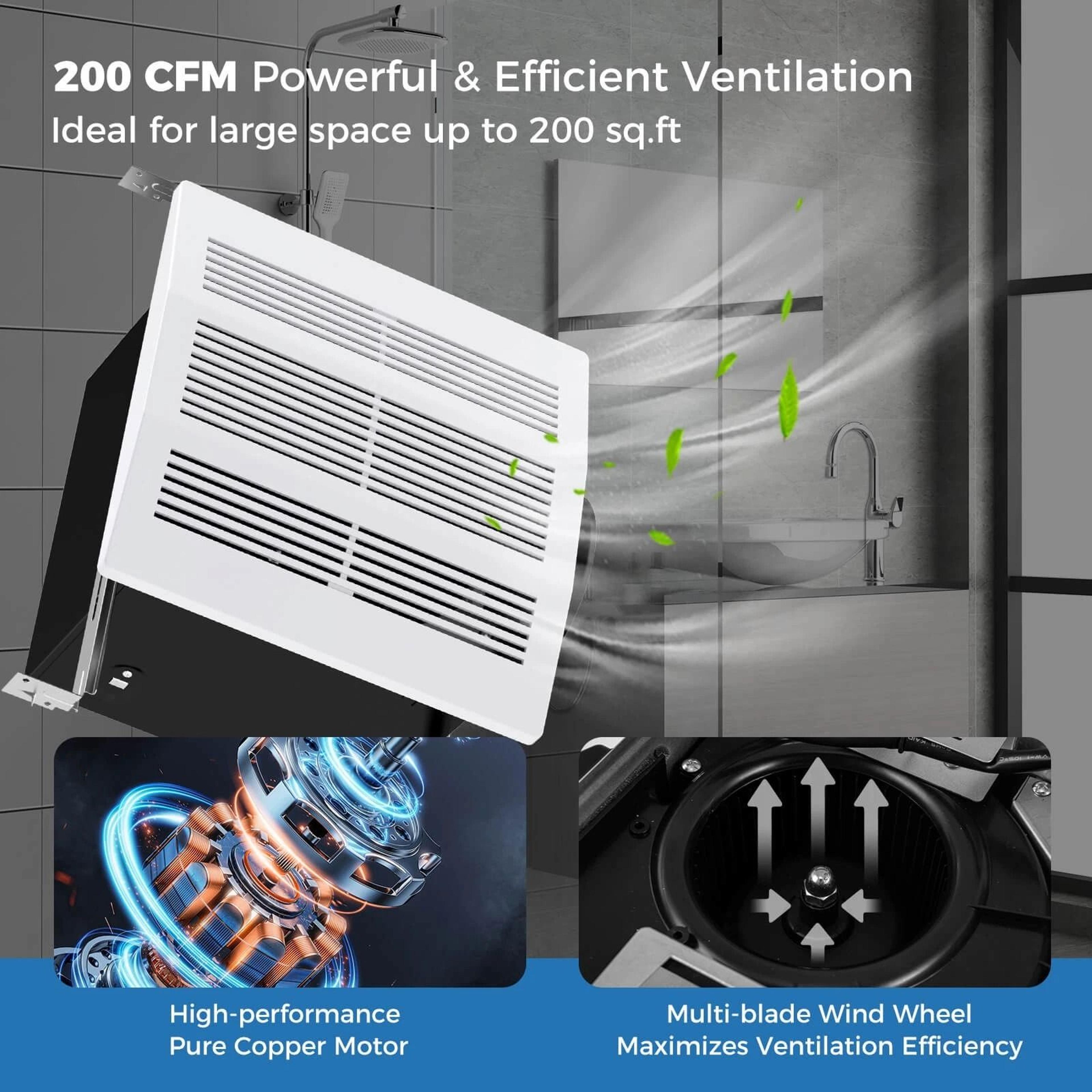 200 CFM Bathroom Exhaust Fan For Energy Efficient Bath Ventilation Solution 6