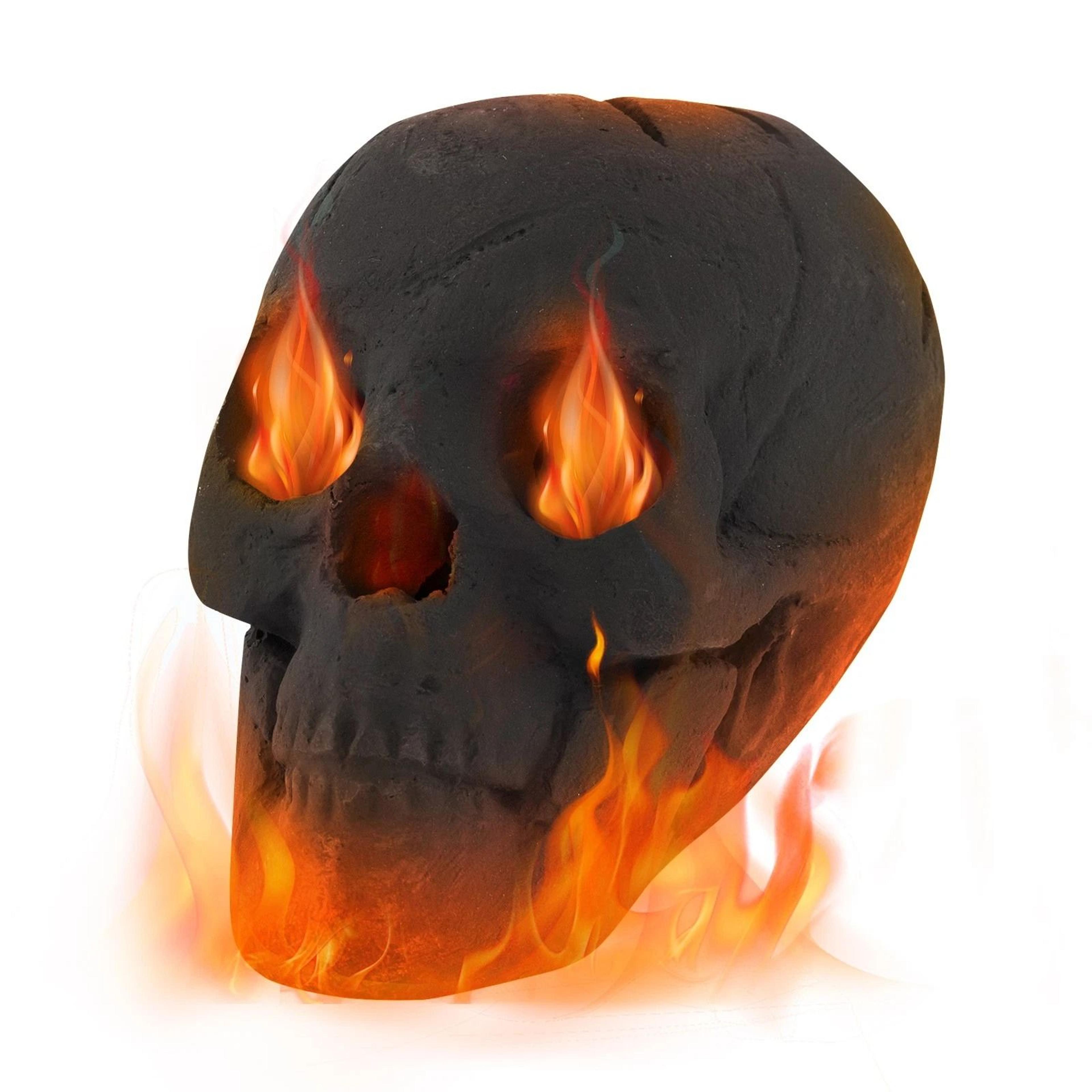 ceramic fireproof fire pit skull reusable black gas fire pit accessory