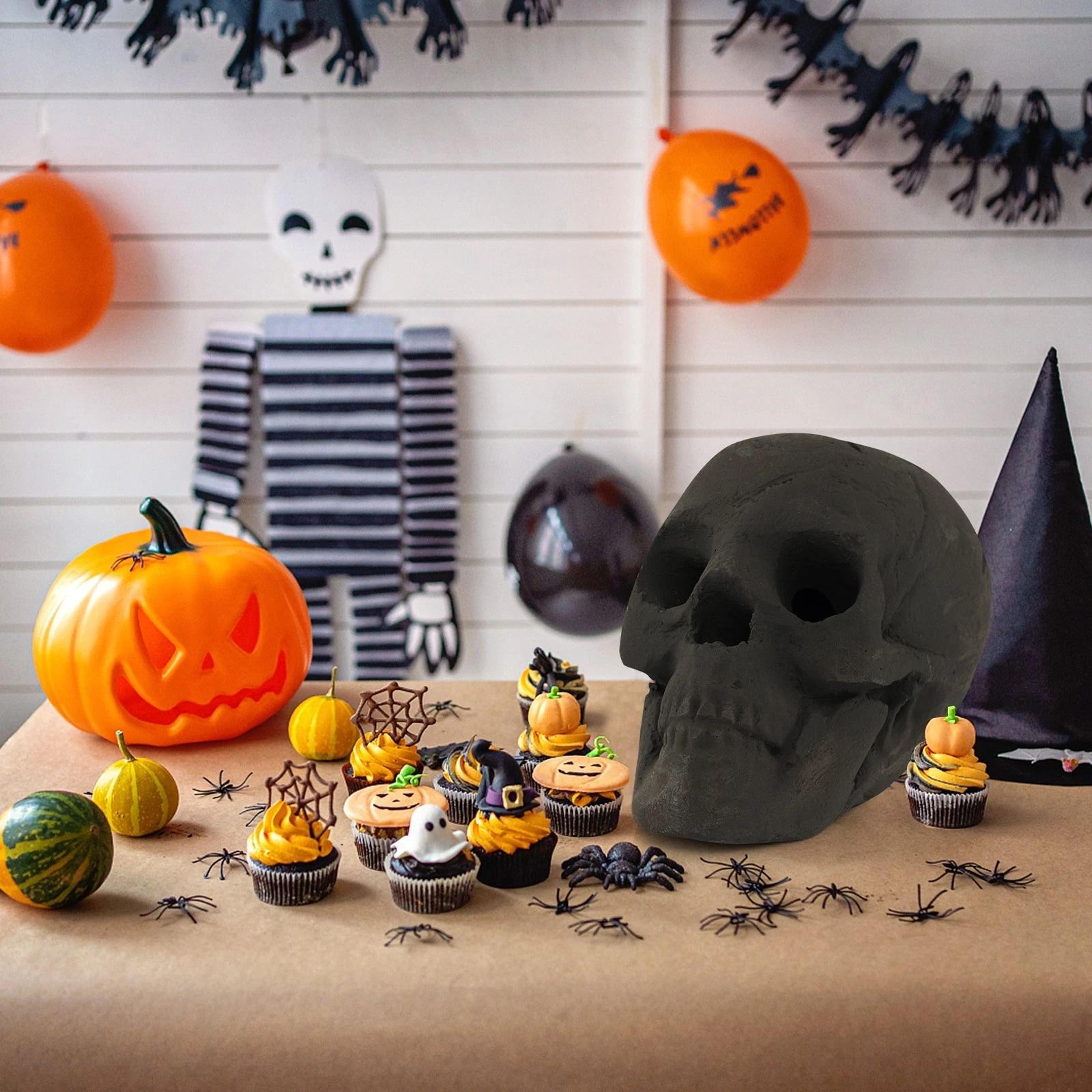 Ceramic Fireproof Fire Pit Skull Reusable Black Gas Fire Pit Accessory 7
