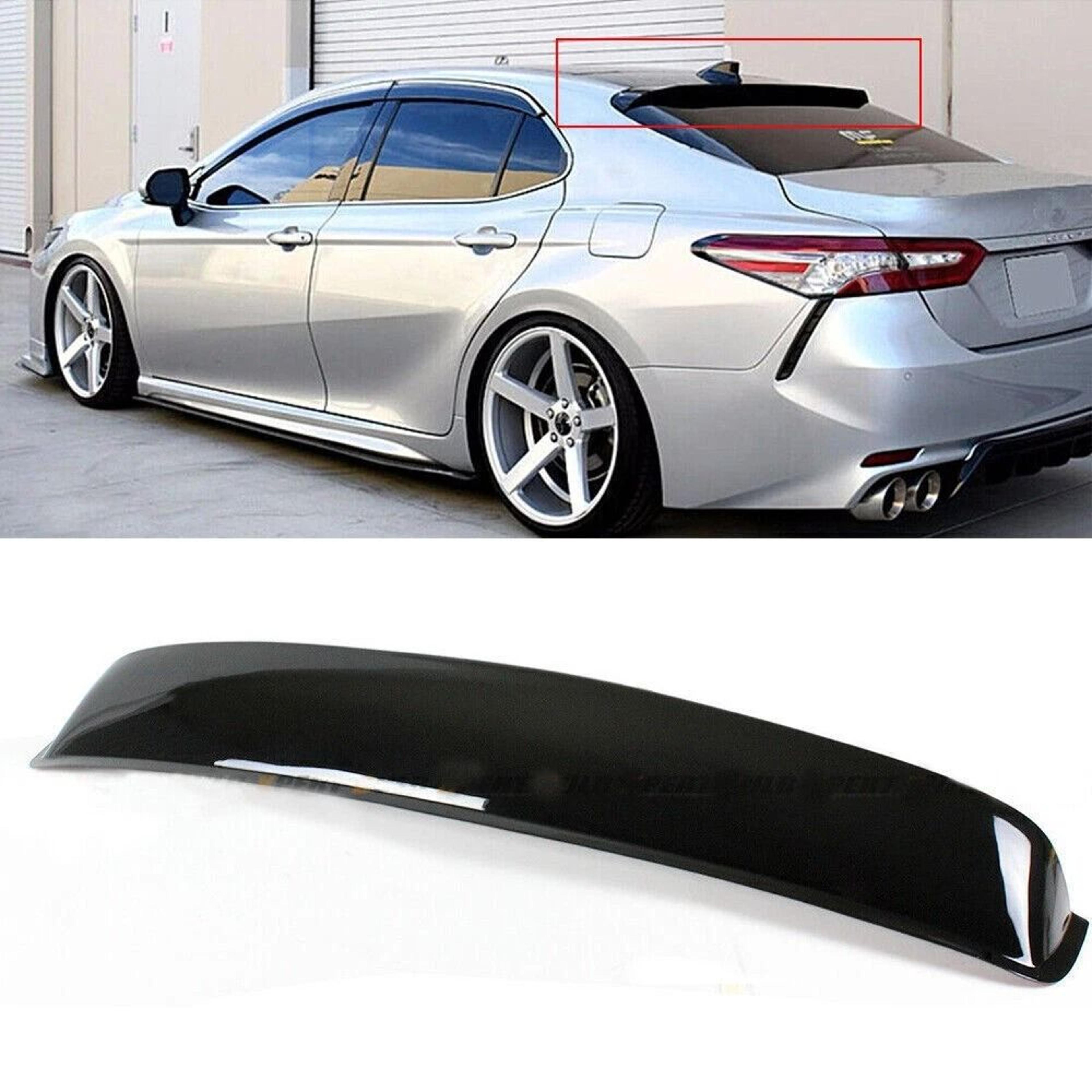 rear window roof spoiler visor rain guards for toyota camry | durable abs, easy installation, black finish