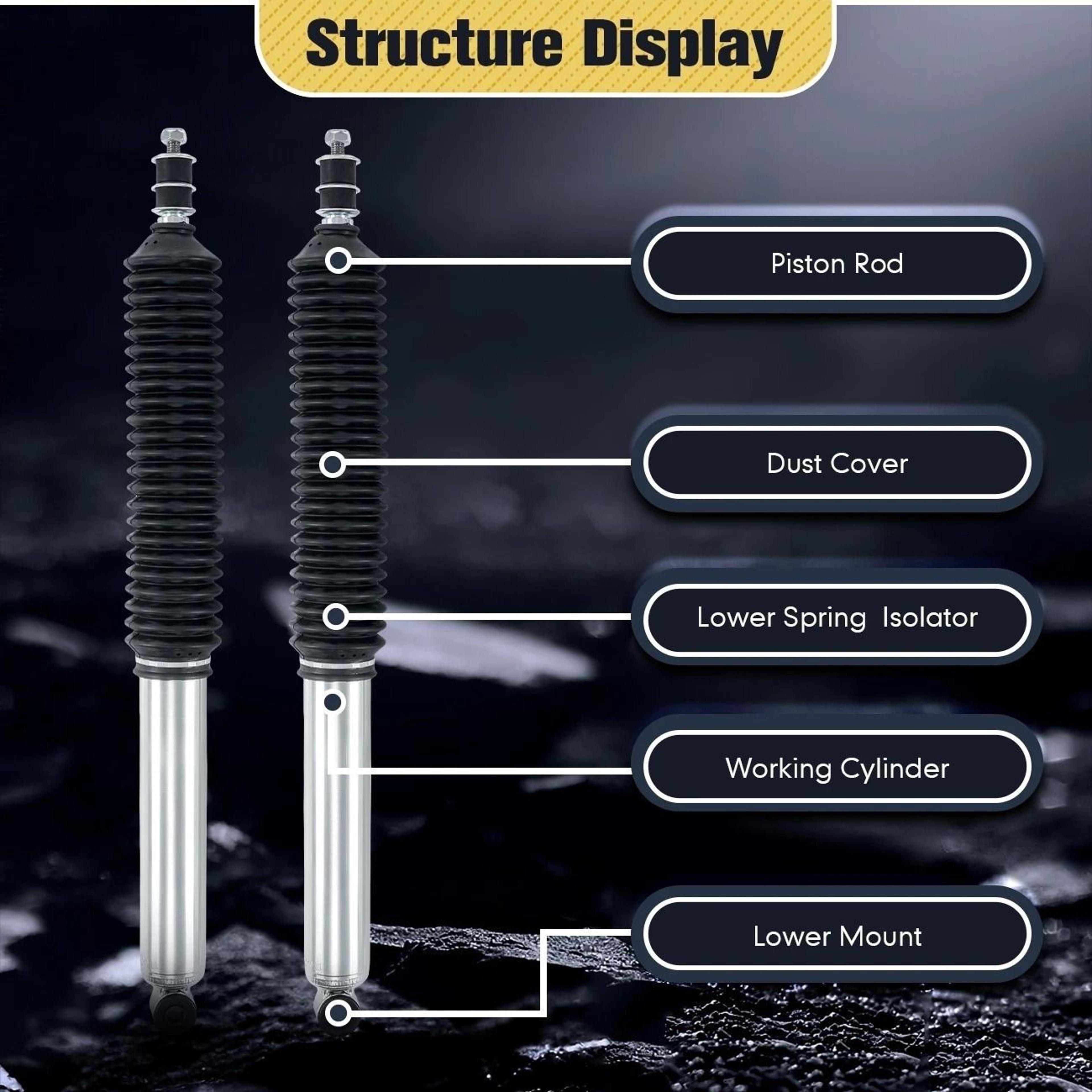 Toyota Tacoma Rear Monotube Gas Shocks Pair For Lift 12
