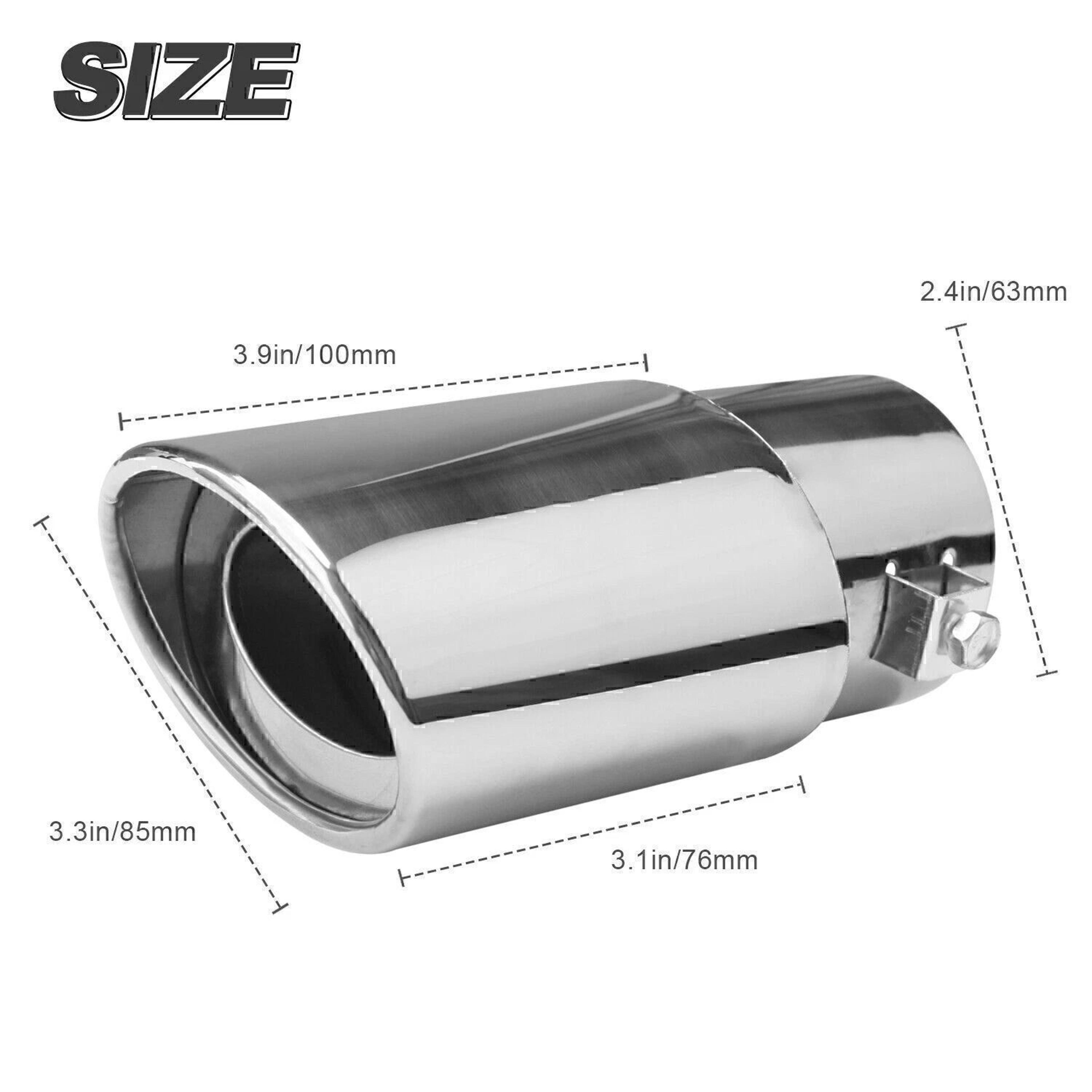 Universal Stainless Steel Exhaust Tip Chrome Rear Clamp On Exhaust Tip For Straight Tailpipes 7