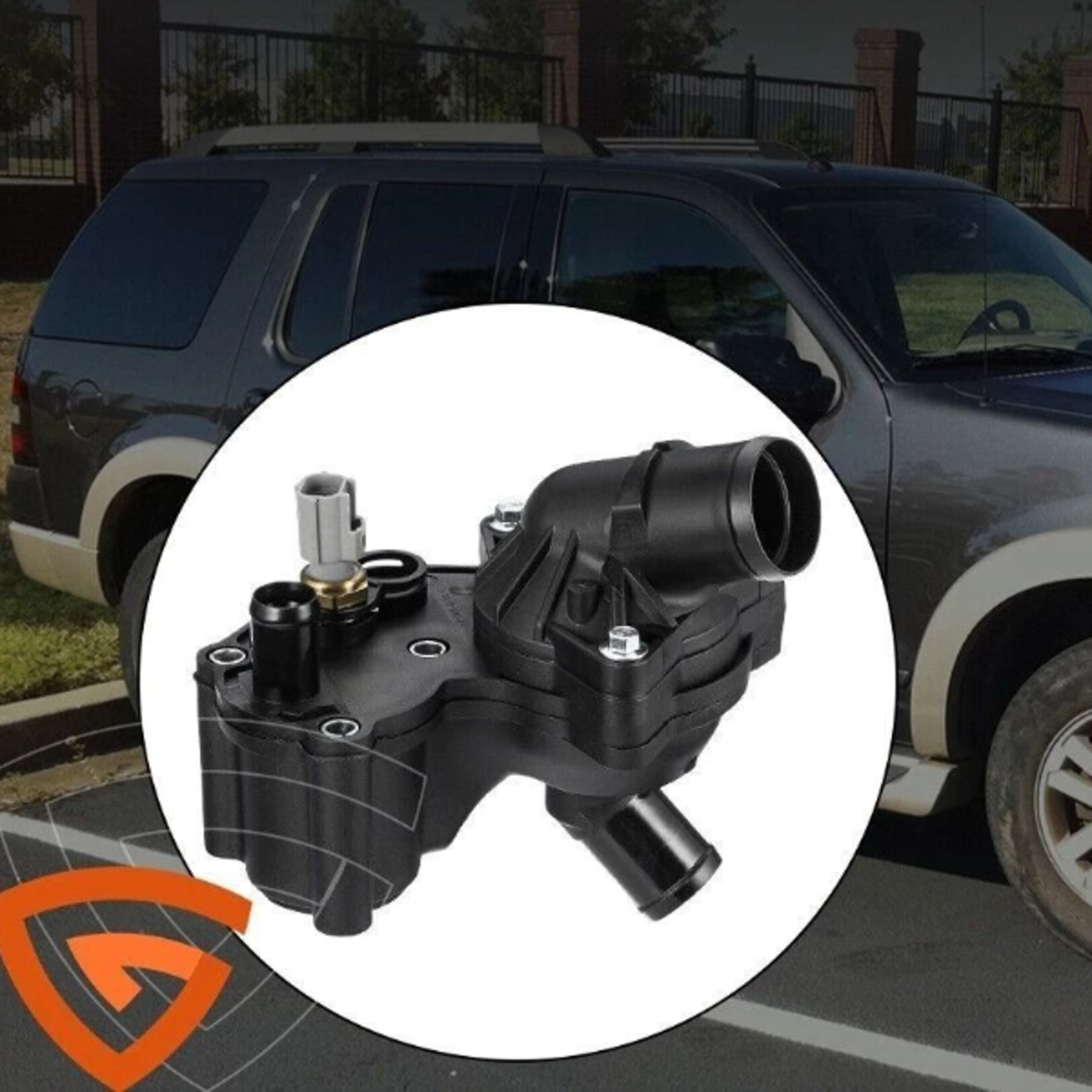 thermostat housing assembly with sensor for ford explorer
