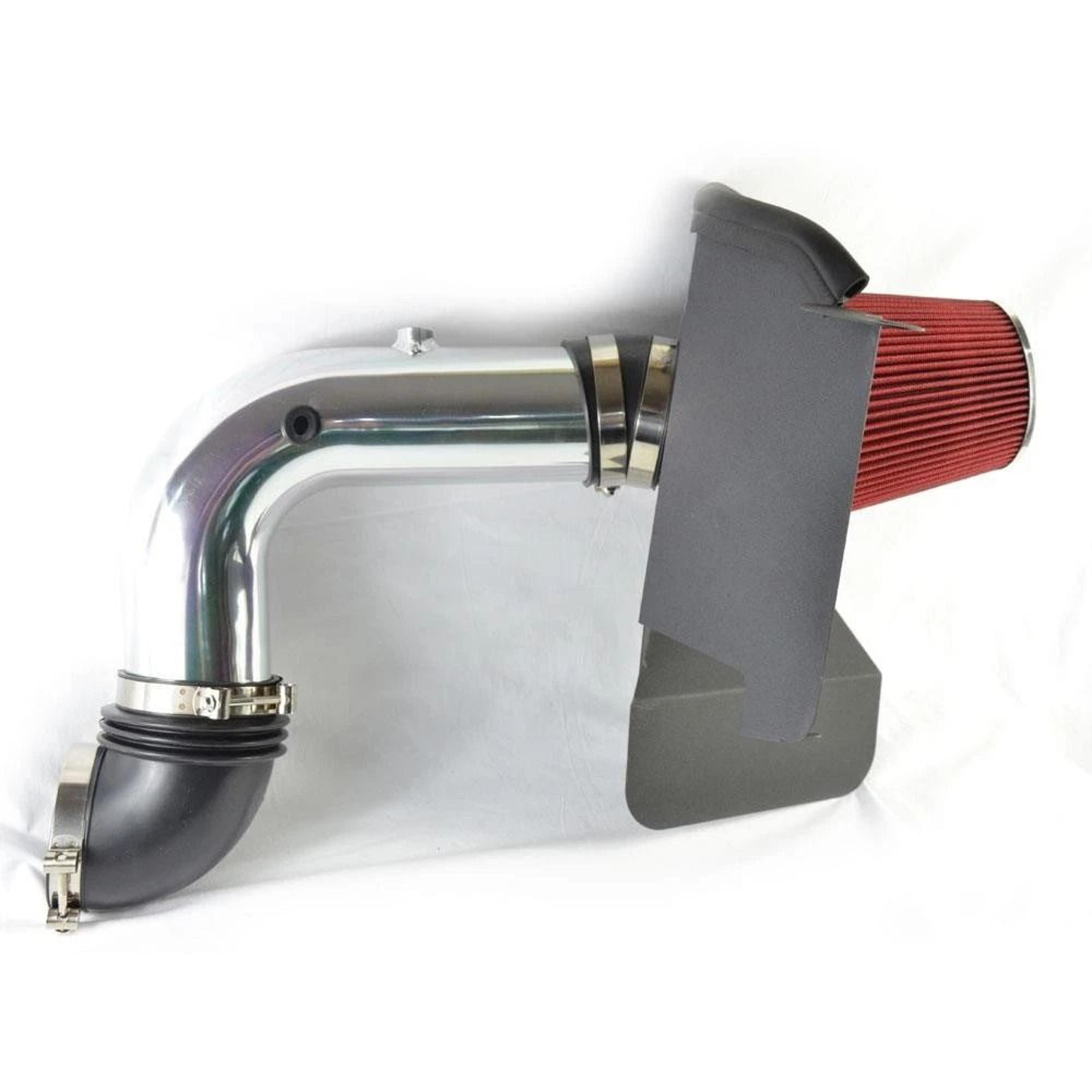 red cold air intake kit with heat shield for dodge ram diesel engine