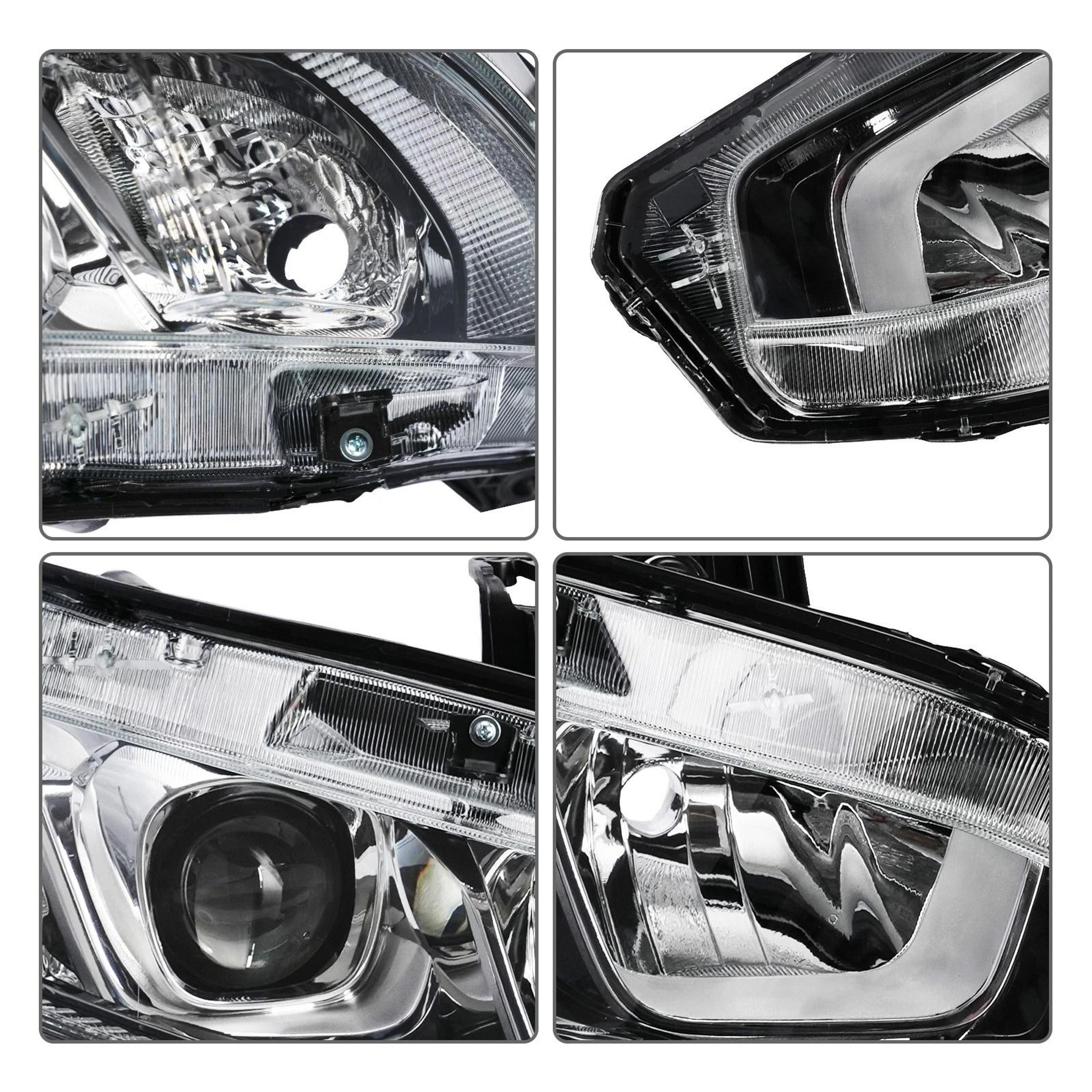 Projector Headlights Chrome Clear Set For Honda Civic LeftRight 5
