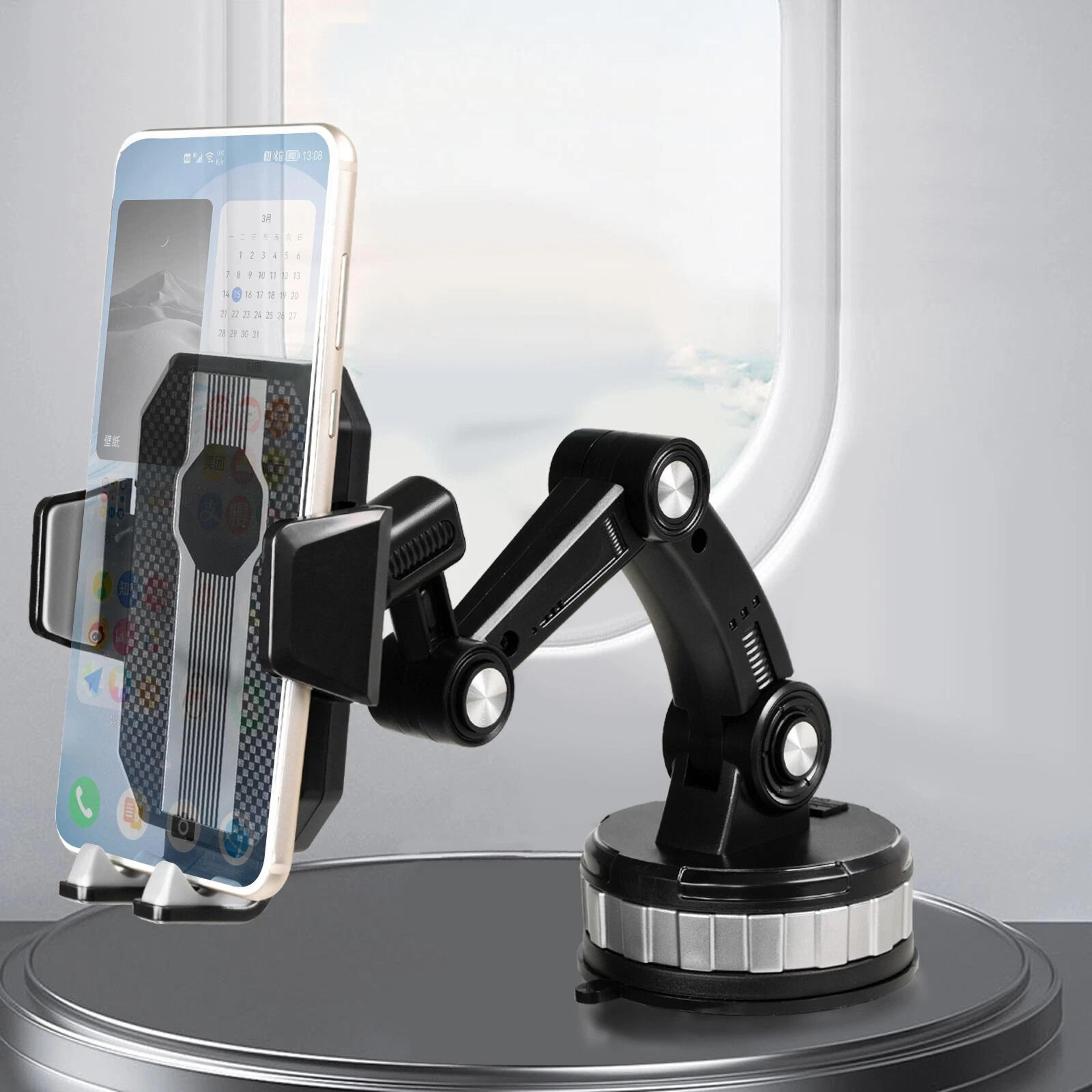 car dashboard mount phone holder for gps, windshield & desk stand with suction base