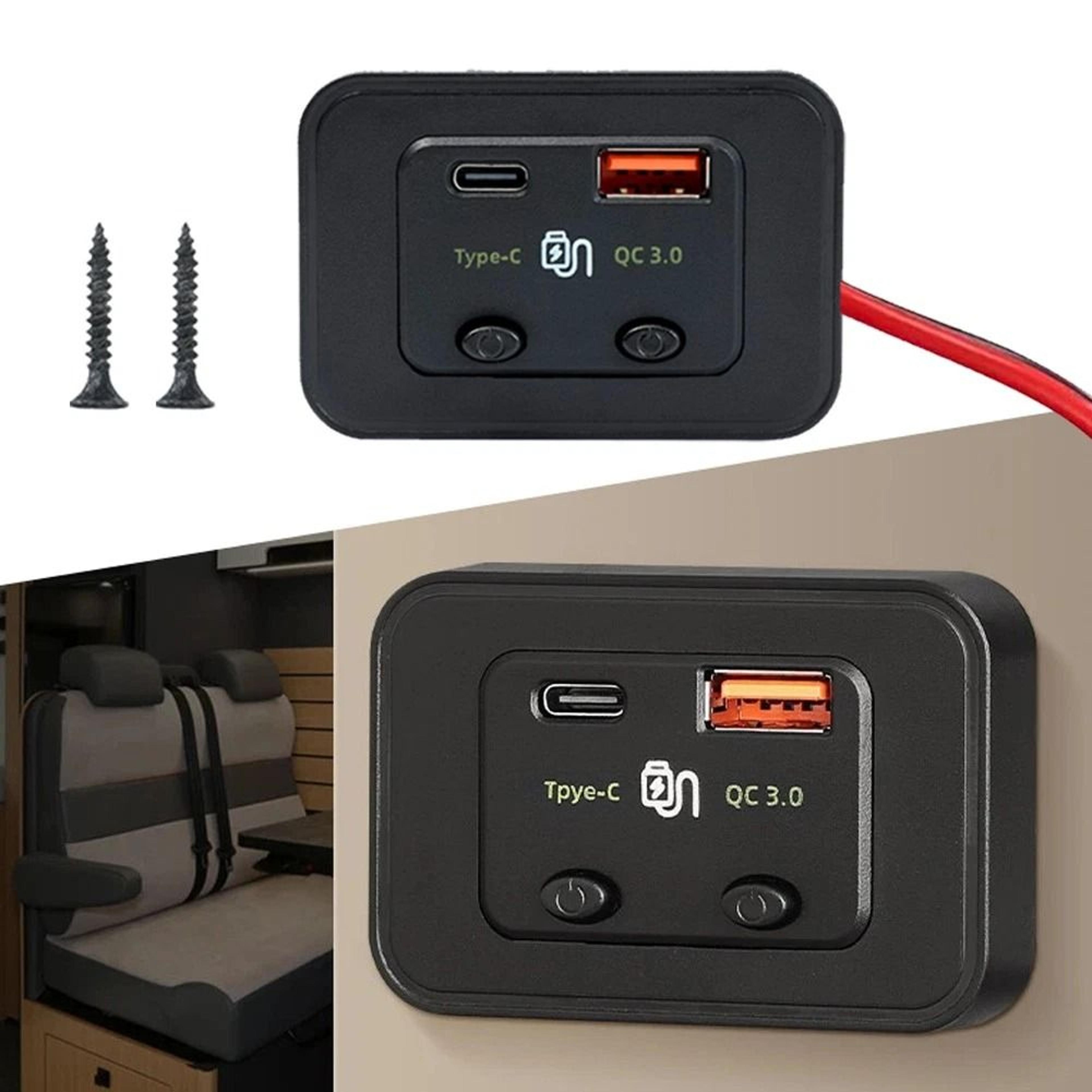 usb pd car boat rv fast charger socket with led power outlet