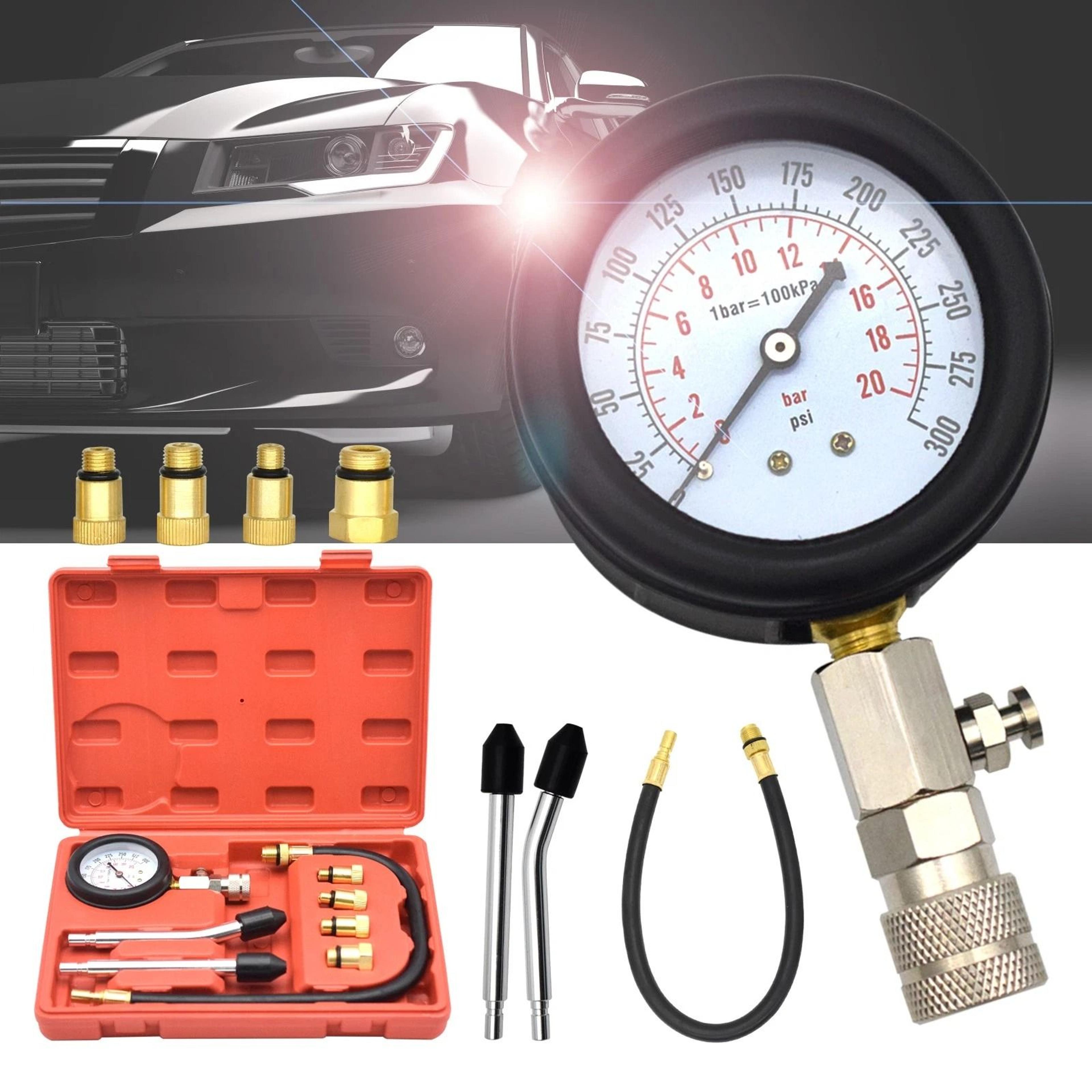 psi engine compression tester kit for petrol cars motorcycles and atvs