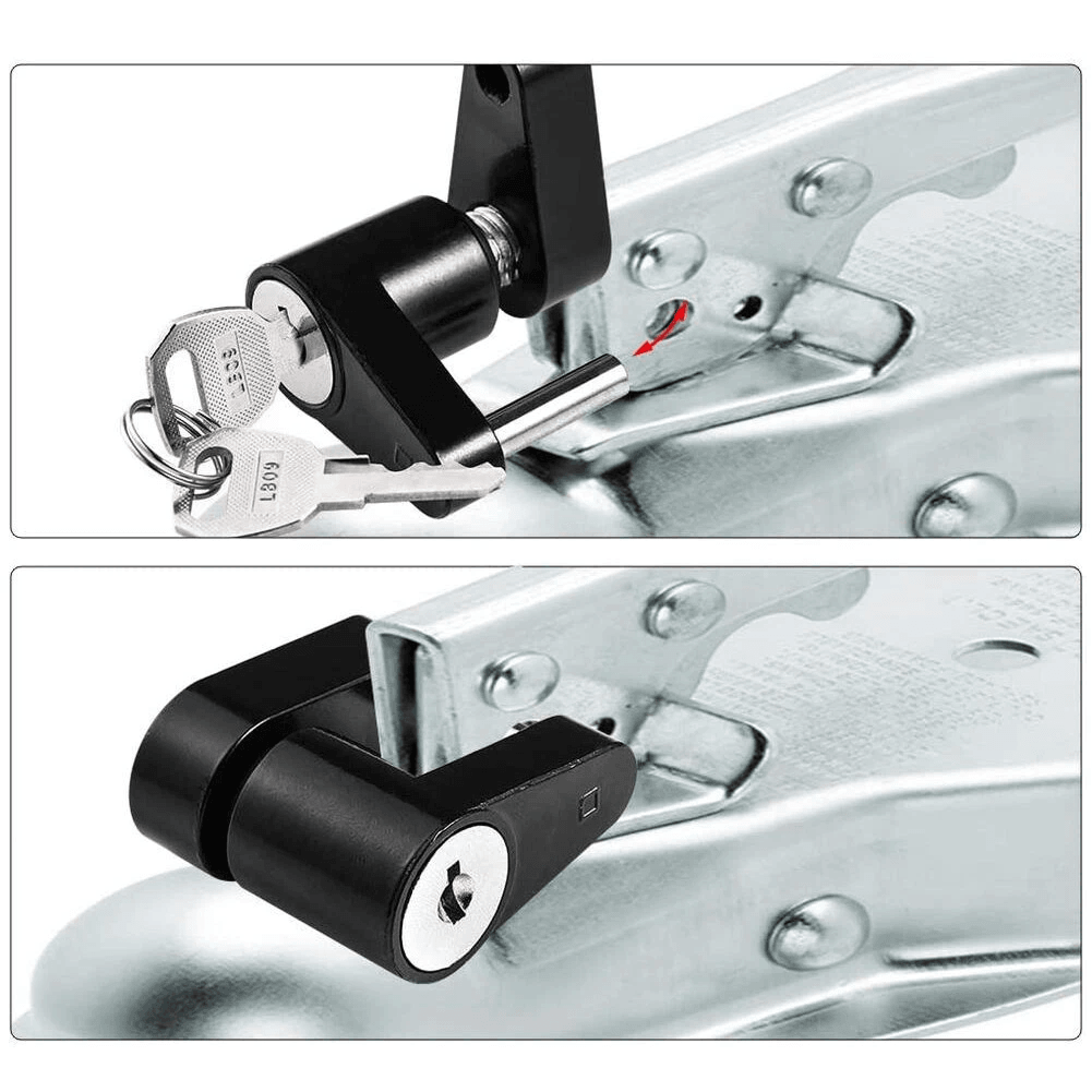 Heavy Duty Trailer Hitch Lock And Coupler Lock With Tow Ball Pin Anti Theft Security For RV Camper  8
