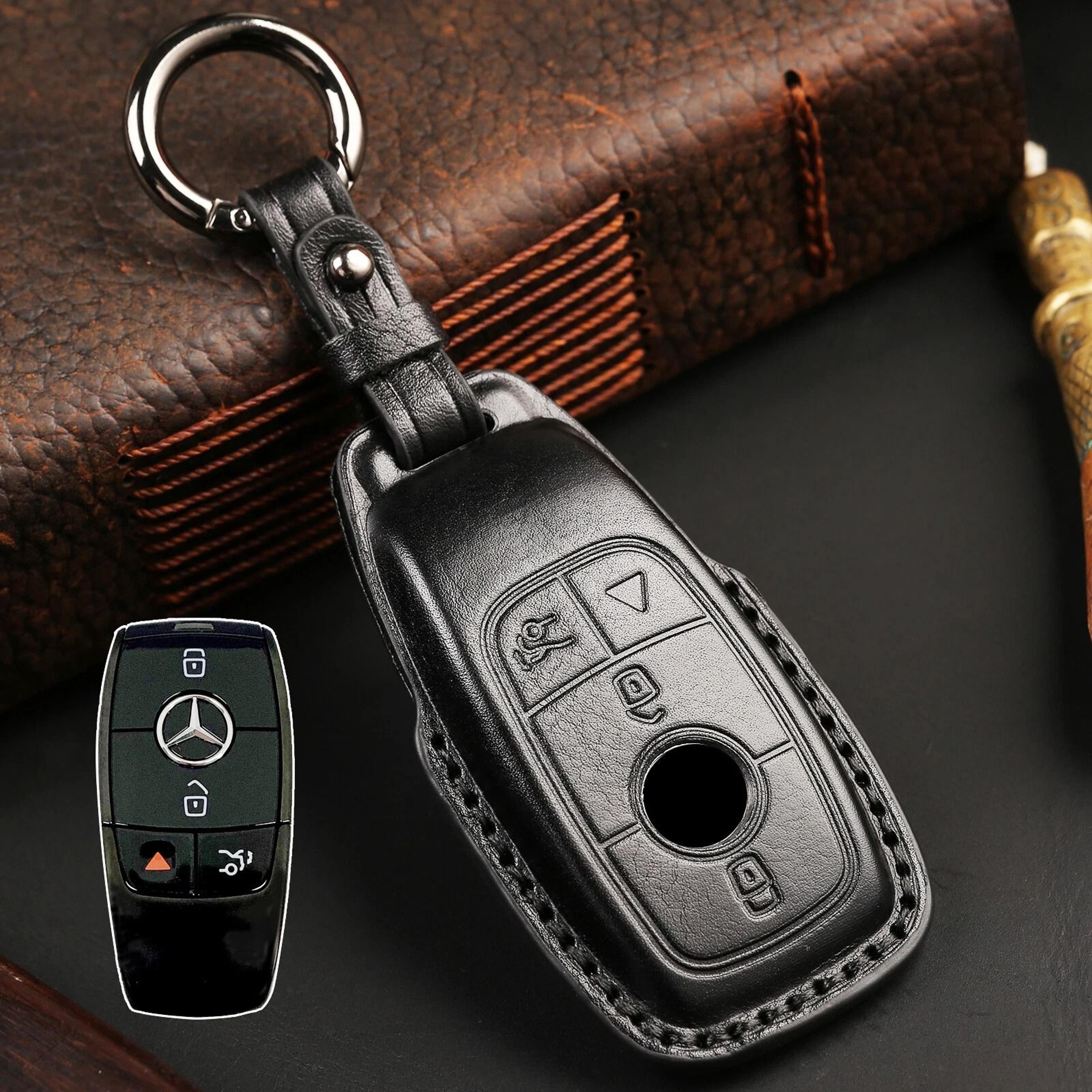 Genuine Leather Mercedes Key Fob Cover Smart Key Case 6