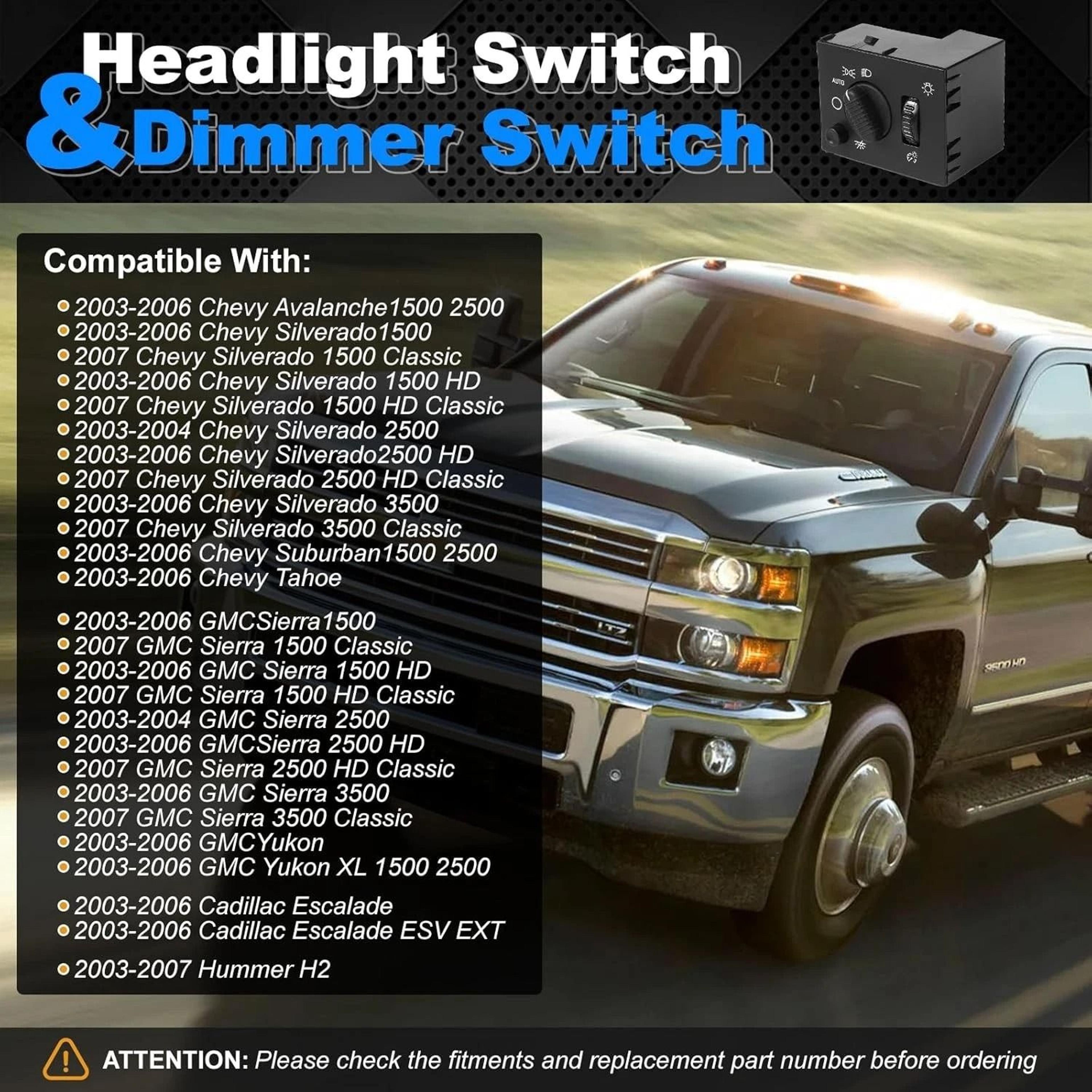 Headlight Dimmer Switch For Chevy Silverado GMC Sierra Yukon Fog Light Control 7