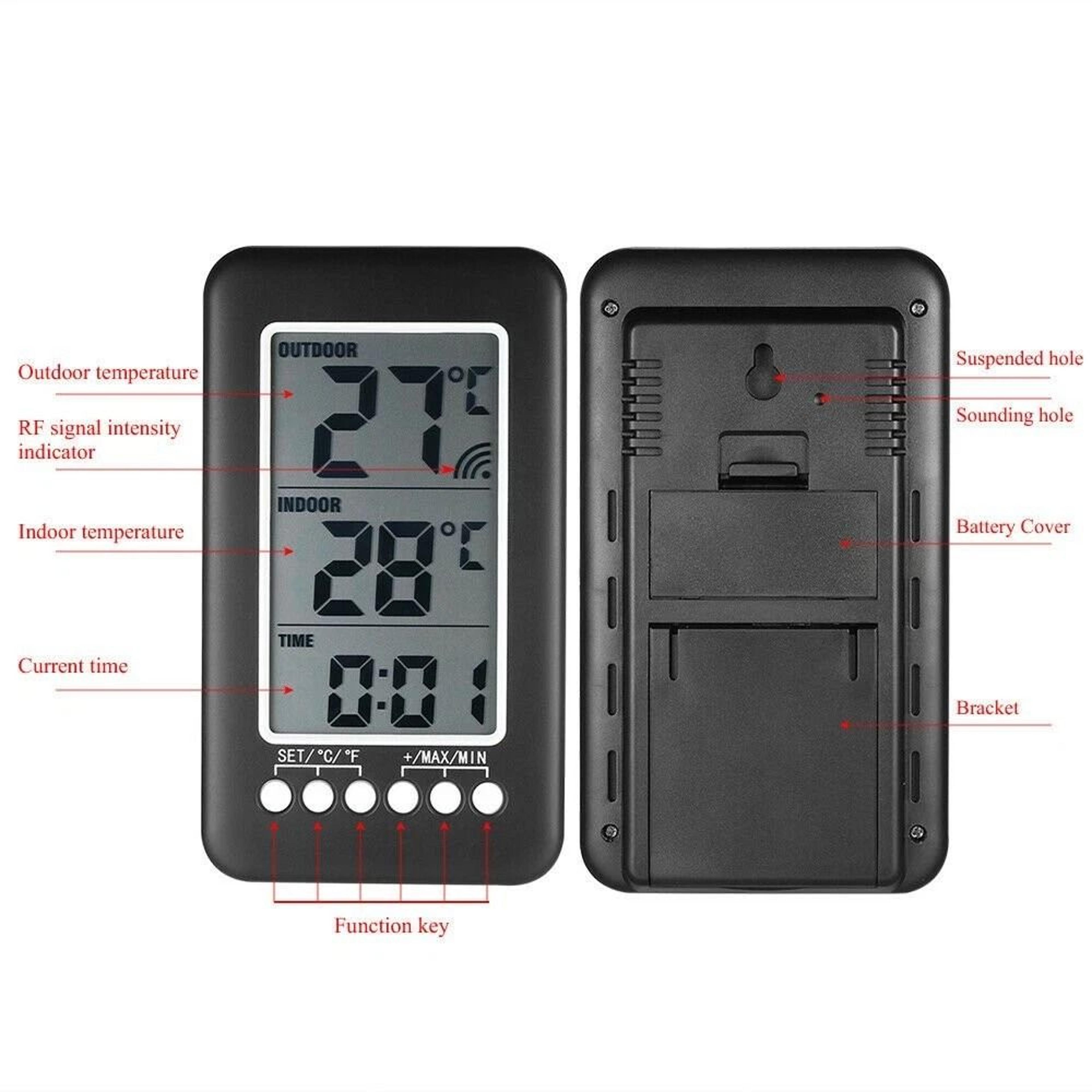 Wireless Digital Thermometer For Home Indoor  Outdoor Use Range LCD Display CelsiusFahrenheit 4